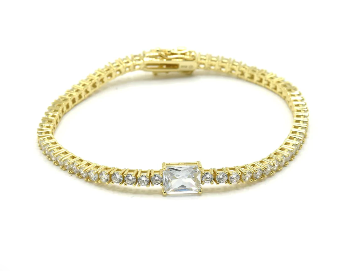 Elegant Gemma Tennis Bracelet for Women - 14K Gold Plated Cubic Zirconia Tennis Bracelet - Perfect for Weddings, Parties & Everyday Wear