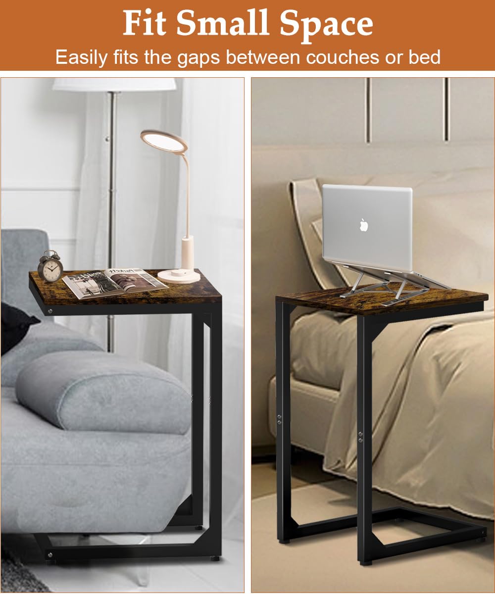 Modern Metal Frame End Table - Small Side Table for Couch, Sofa & Bedside - Black Accent Table for Living Room & Bedroom - Perfect as TV Tray, Nightstand or Coffee Table Companion