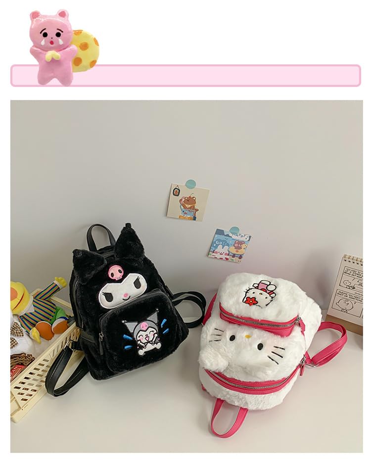 Cute Kawaii Plush Toddler Backpack for Girls & Boys - Soft Furry Mini Backpack with Cartoon Design, Pink Anime School Bag for Preschool & Kindergarten Kids | Perfect Gift for Birthday, Travel & Daily Use