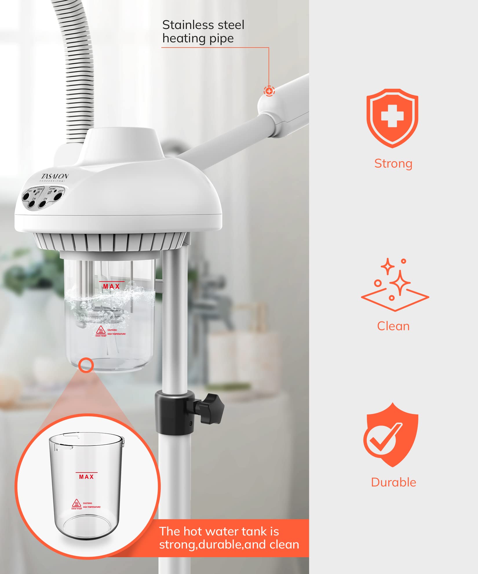 TASALON Professional 2-in-1 Facial Steamer with 5X Magnifying Foldable Arm - Ozone Face Steamer for Spa & Beauty Skin Care - Perfect for Home Salon, Facial Treatments & Skin Hydration
