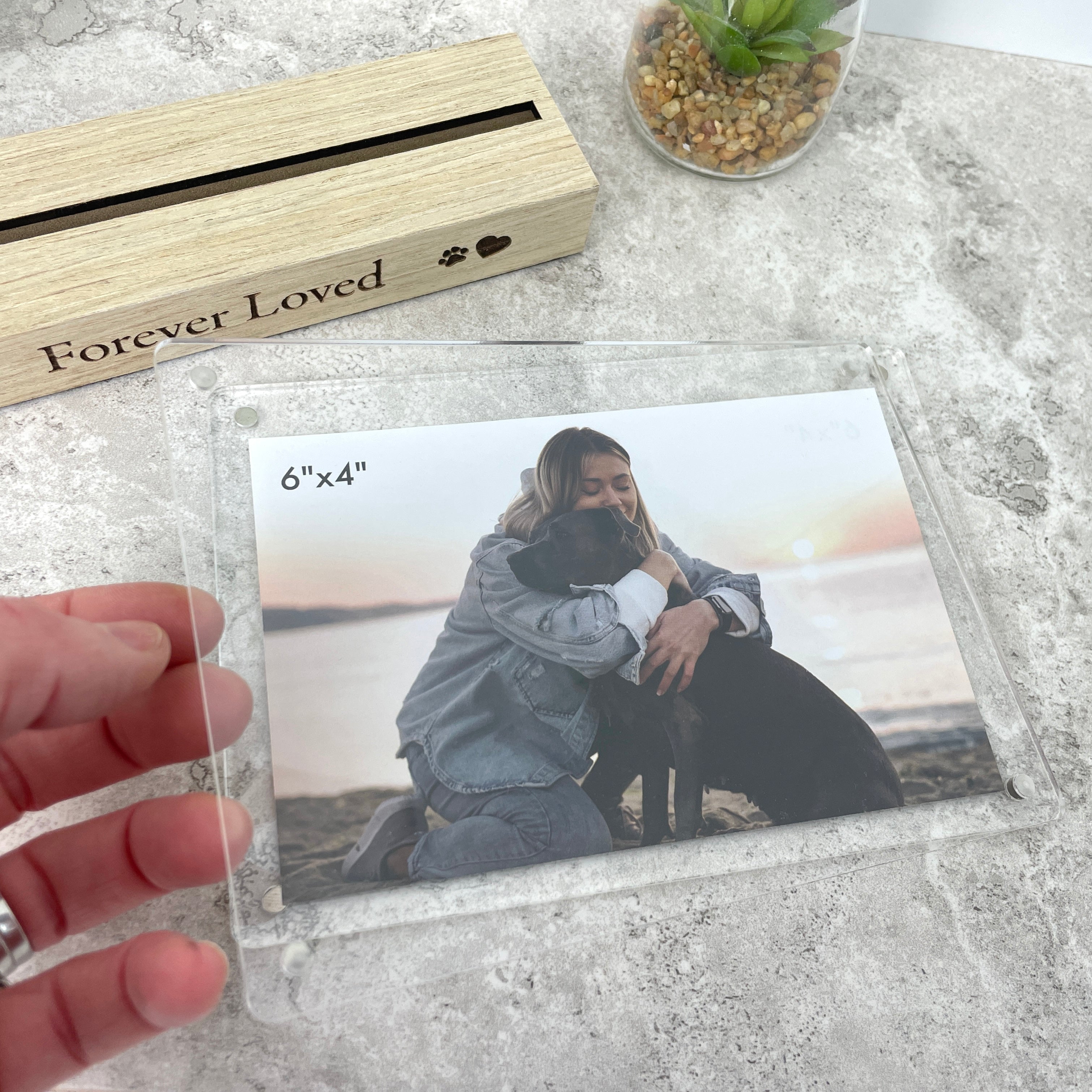Forever Loved Pet Photo Frame - Personalized Memorial Picture Frame for Dogs & Cats - Perfect for Pet Loss Gifts, Home Decor, and Cherishing Memories