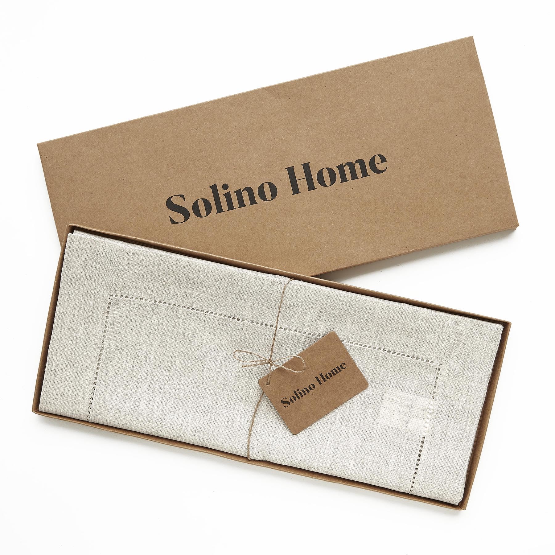 Solino Home 100% Pure Linen Table Runner 16 x 90 Inches - Light Natural Classic Hemstitch Dining Table Decor for Weddings, Parties, Spring & Holiday Celebrations - Perfect for Easter, Mother's Day & Everyday Dining Decorations
