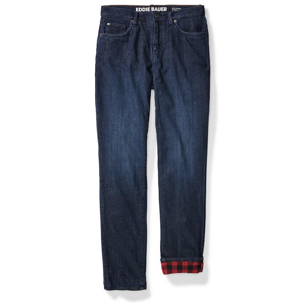Eddie Bauer Women's Boyfriend Flannel-Lined Jeans - Soft & Warm Winter Pants for Casual Outfits & Outdoor Activities