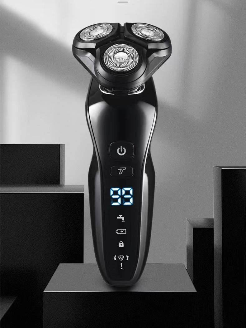 Premium Men's Electric Razor & Beard Trimmer Kit - 3-in-1 Cordless Waterproof Grooming Set with Nose Hair Trimmer & Facial Cleansing Brush | USB Rechargeable for Wet/Dry Use | Perfect for Travel, Home & Office Grooming (Black)
