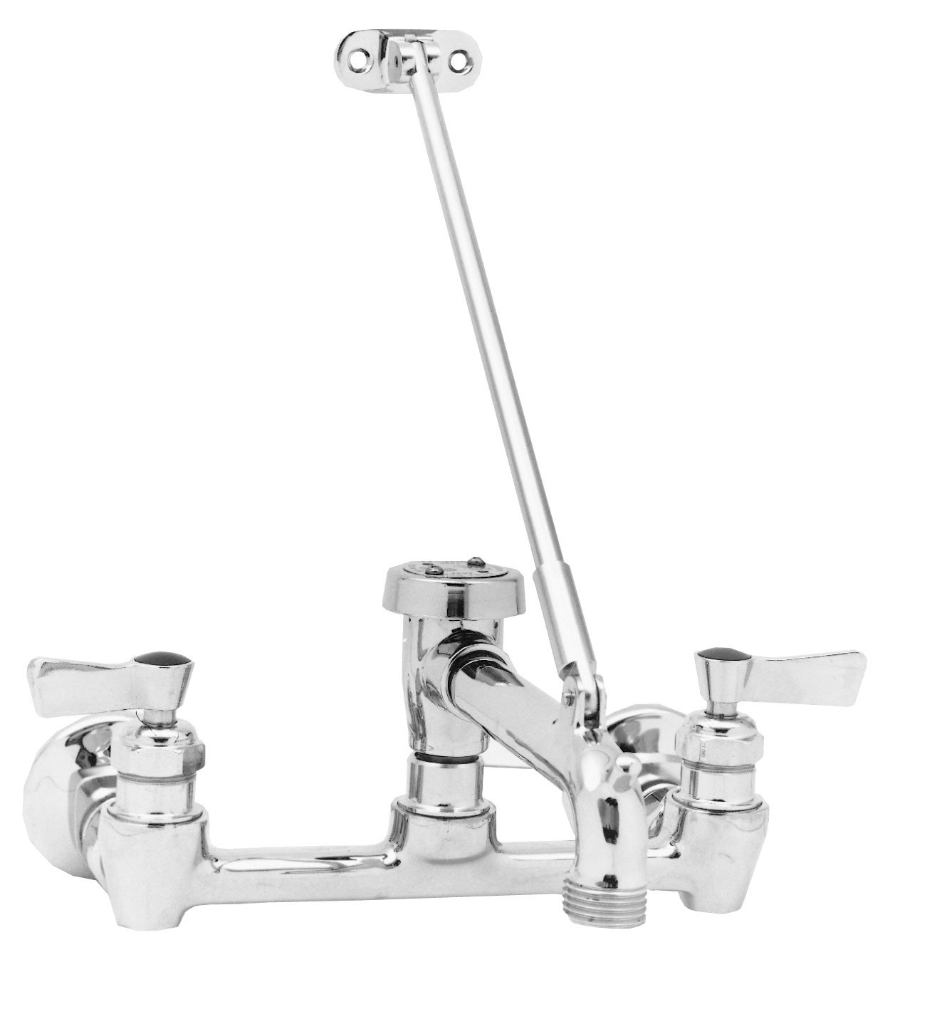 Fisher 8253 8-Inch Adjustable Wall Mount Service Sink Faucet with Long Spout, Vacuum Breaker & Easy Install Adapters - Perfect for Commercial Kitchens, Laboratories, and Utility Sinks