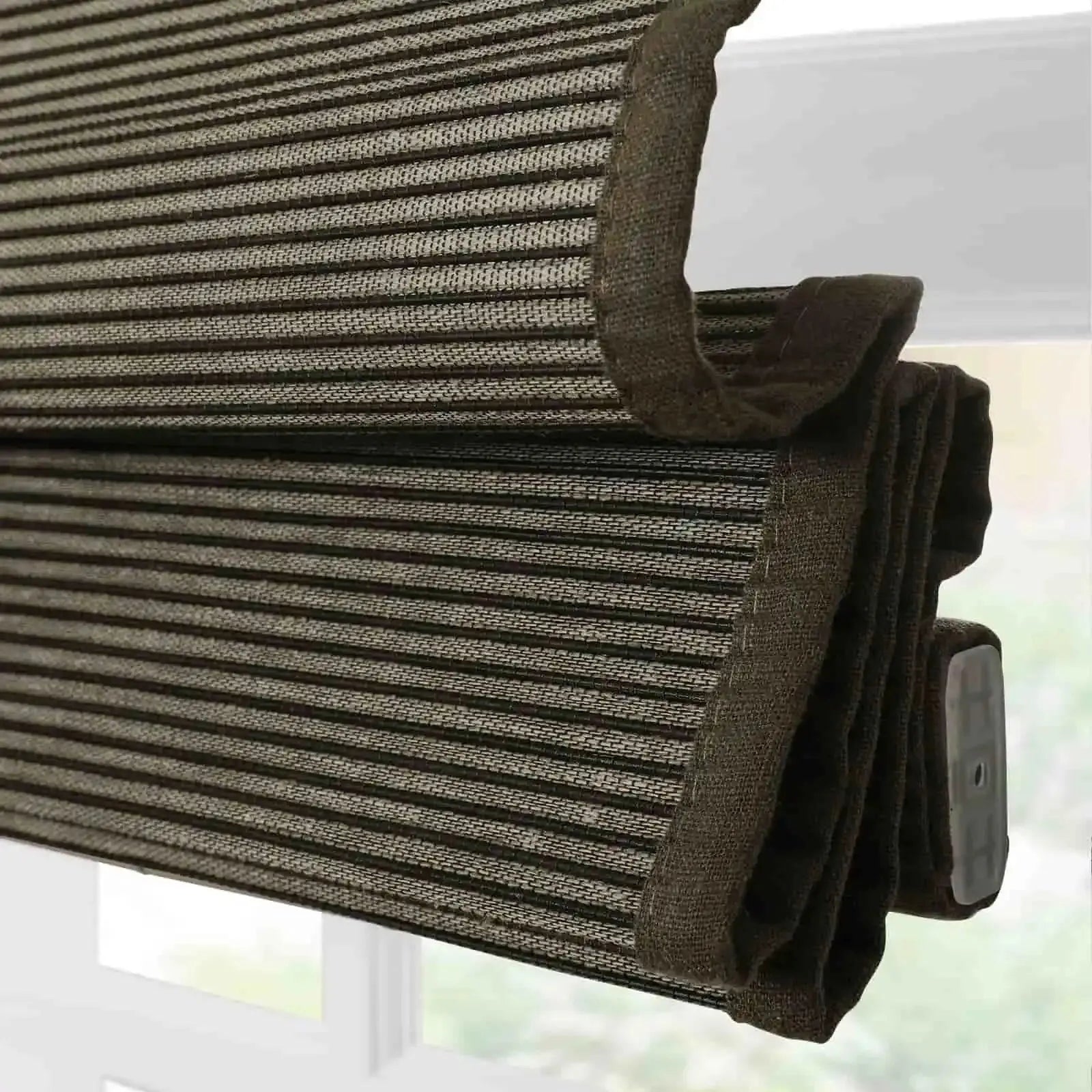 Rae Natural Flax Bamboo Woven Window Shade | Blackout Roller Blind for Privacy & Light Control | Perfect for Bedroom, Living Room & Office