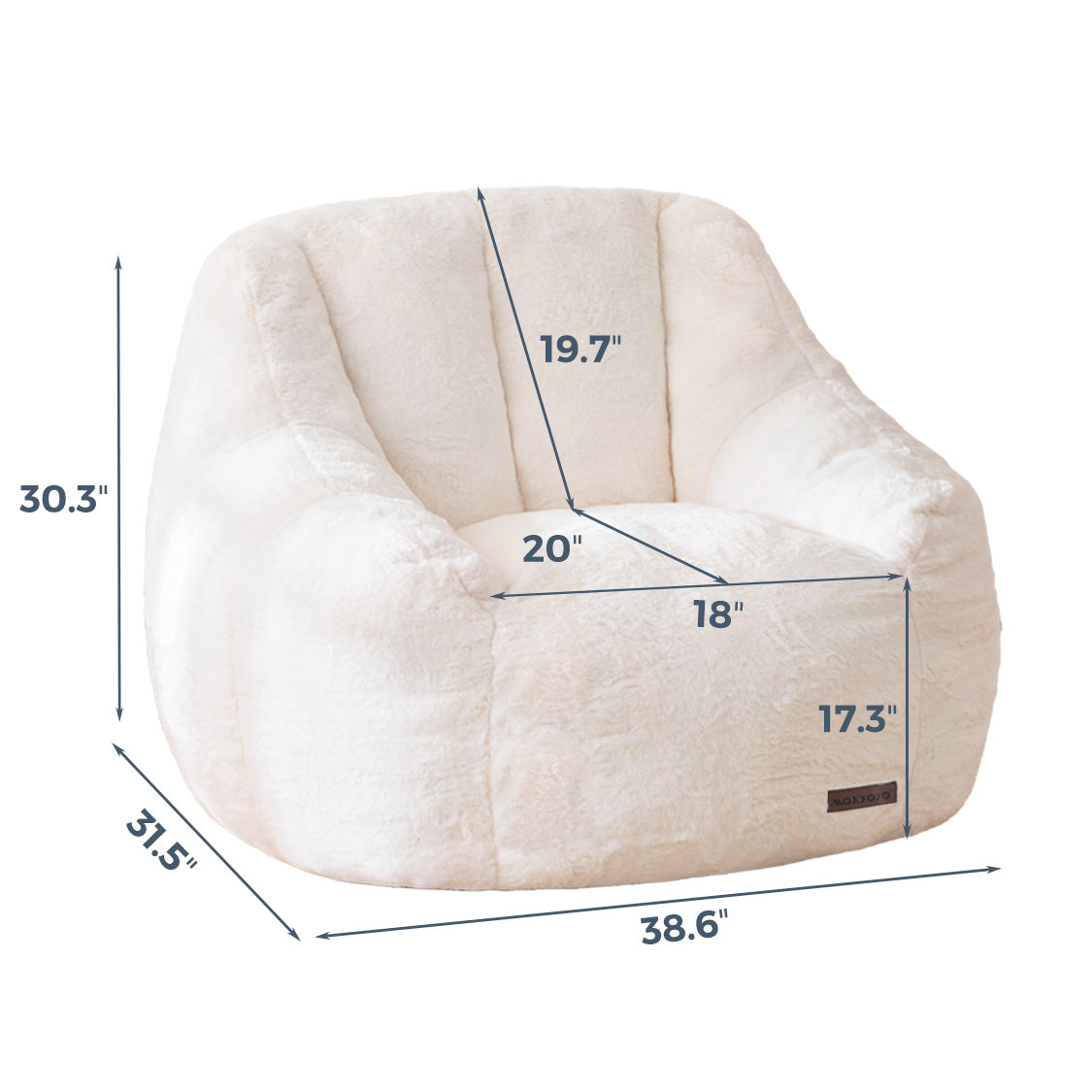 MAXYOYO Faux Fur Bean Bag Chair with High Backrest - Soft Beige Lounge Chair for Living Room, Bedroom & Game Room - Cozy Seating for Relaxing, Reading & Gaming