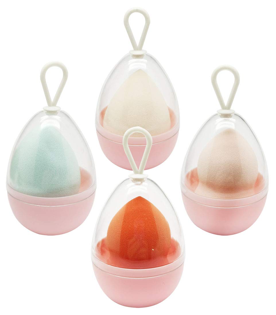 CRIZAN 4-Piece Pink Beauty Sponge Blender Set with Travel Case & 4 Random Color Makeup Sponges | Perfect for Travel, Home & Professional Makeup Application