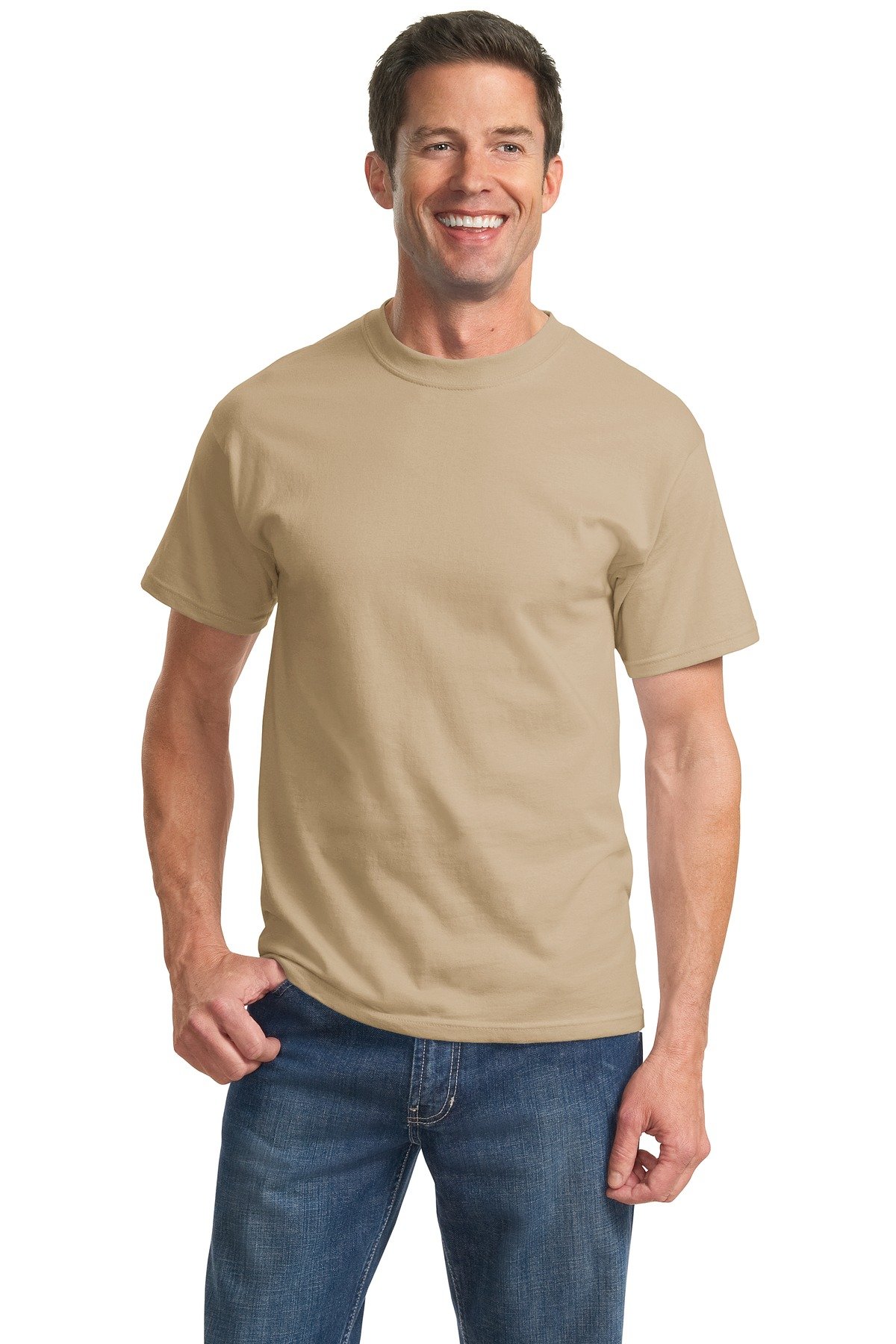 Port and Company PC61 Light Sand 2XL Men's Heavyweight Cotton T-Shirt - Comfortable Casual Wear for Work, Gym & Everyday Use
