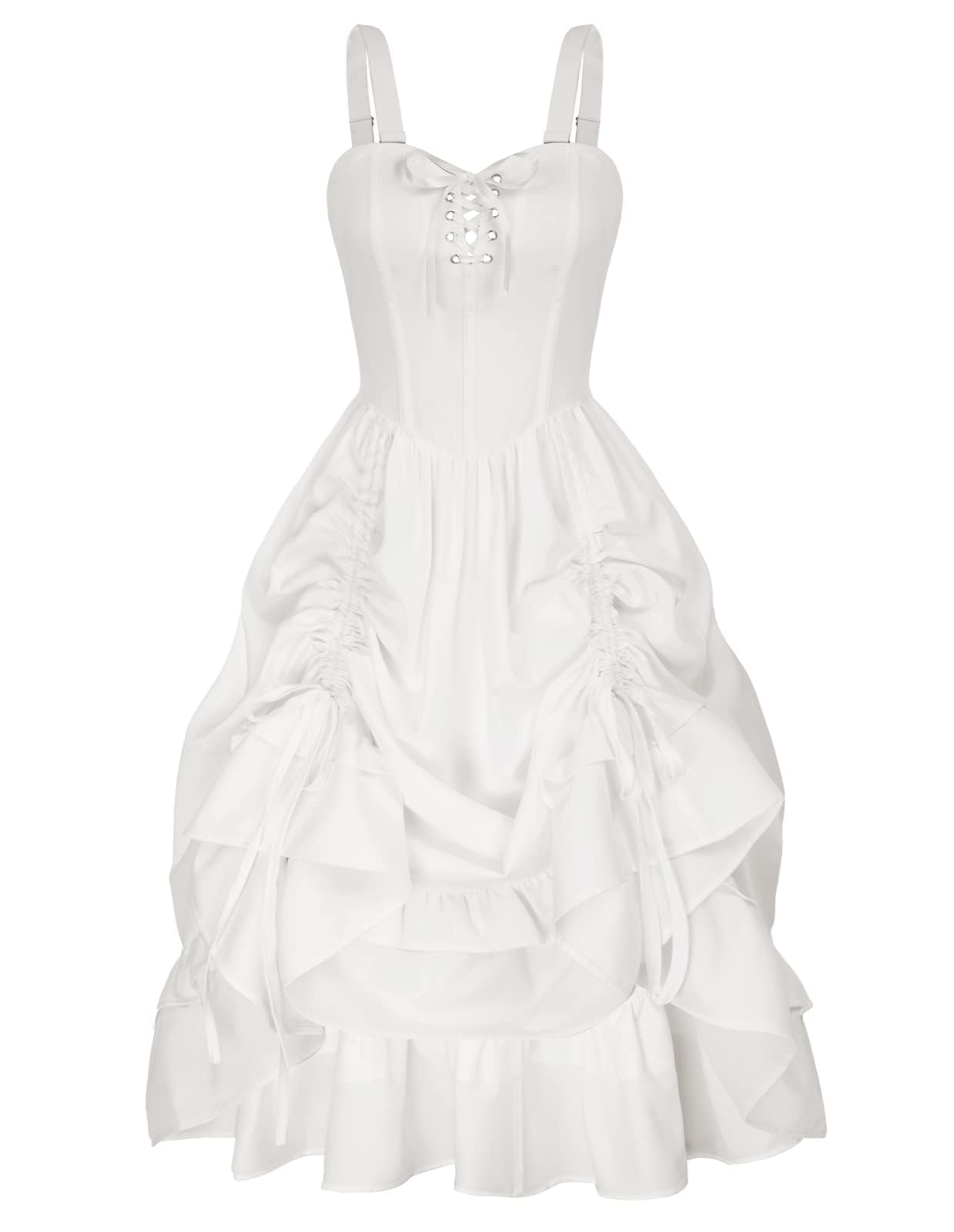 Scarlet Darkness Corset Dress for Women - Renaissance Victorian Style Midi Dress with Sleeveless Design | Perfect for Cosplay, Halloween, Gothic Parties & Historical Reenactments