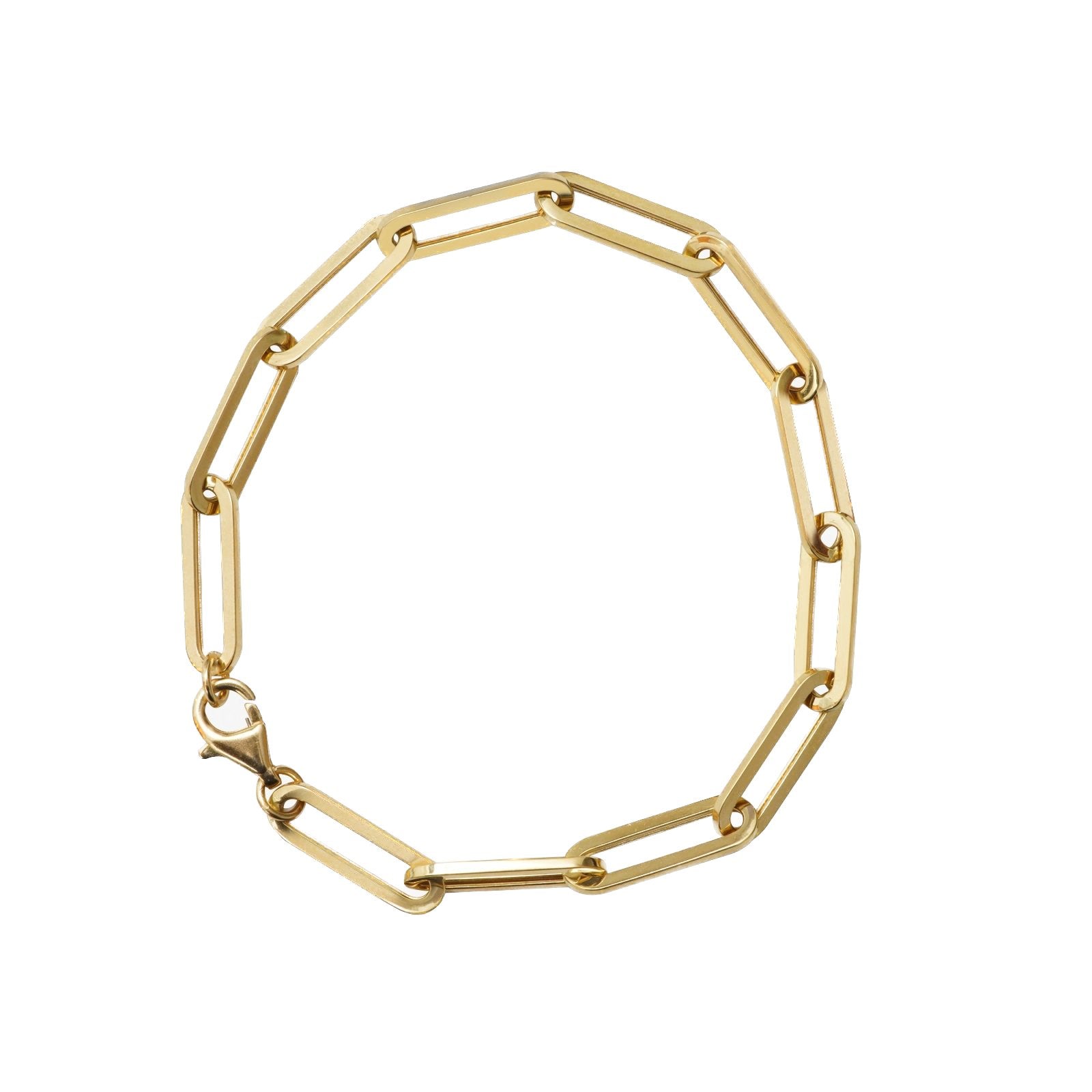 14k Yellow Gold Paperclip Chain Bracelet - Classic Minimalist Jewelry for Women - Perfect for Everyday Wear, Layering & Gifting