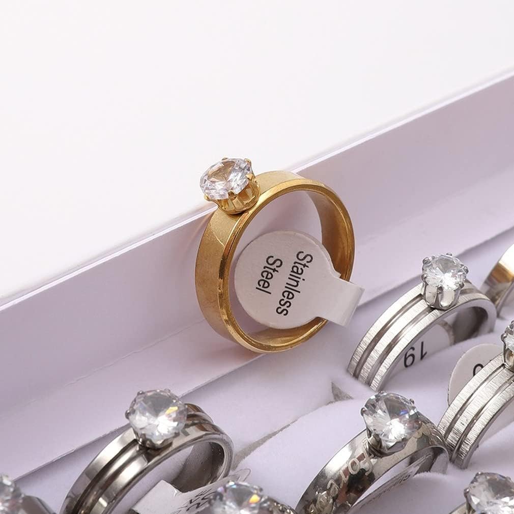 Bulk Wholesale Silver Rings for Women - 100 Pack Mixed Wedding Bands, Statement Rings & Clear Zircon Rings | Stainless Steel & Titanium Rings Set for Everyday Wear, Parties & Gifts