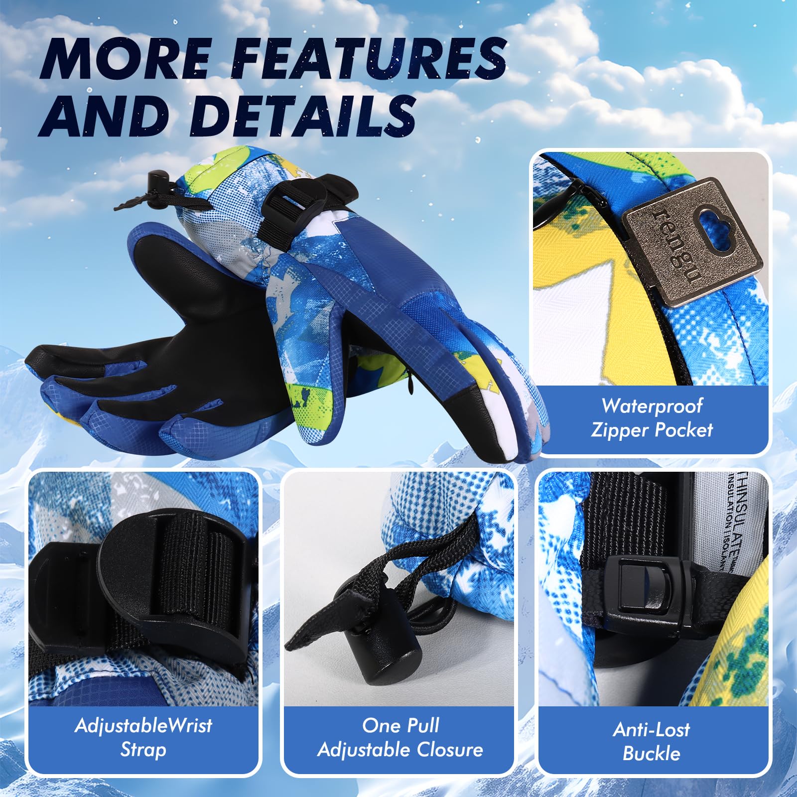 **Waterproof Ski Gloves for Men & Women - Warm Winter Snow Gloves for Skiing, Snowboarding & Outdoor Activities - Breathable Cold Weather Gloves for Extreme Conditions**