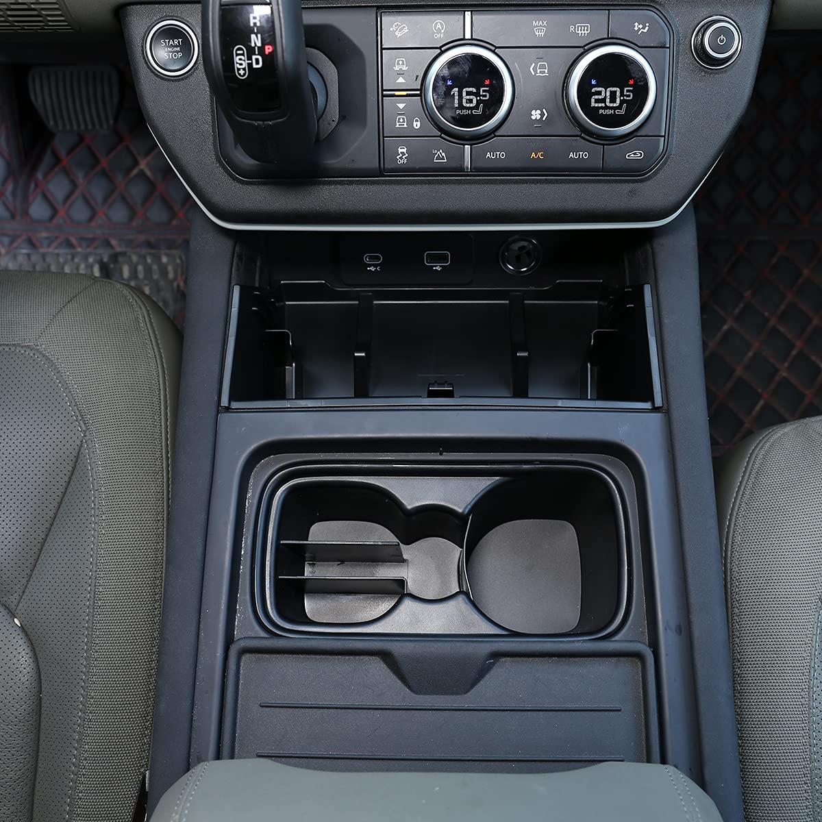 Land Rover Defender 90 110 2020-2022 ABS Black Center Console Storage Box & Phone Holder - Premium Car Accessories for Organization | Perfect for Road Trips & Off-Road Adventures