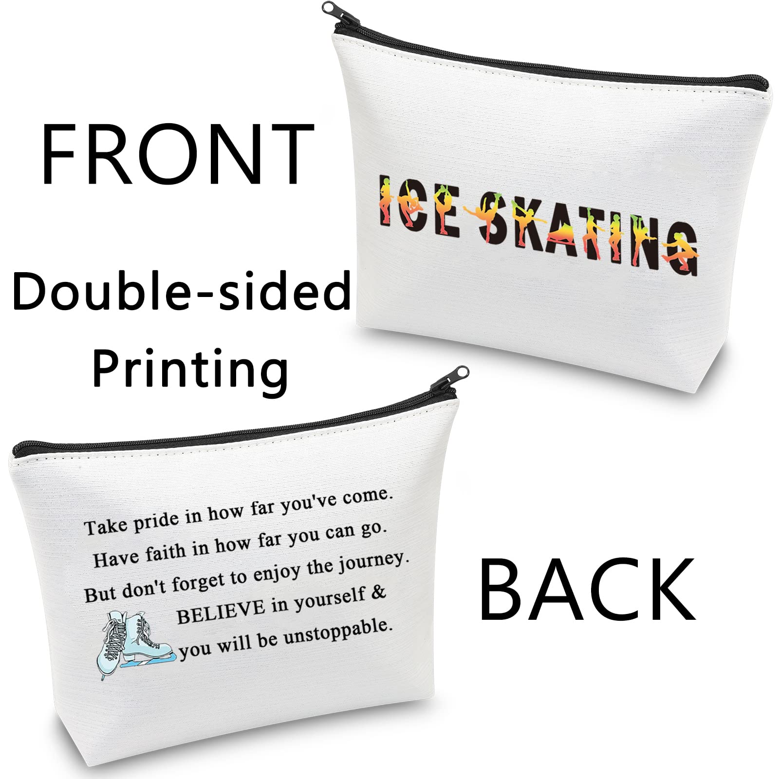CMNIM Figure Skating Makeup Bag - Ice Skater Gifts for Women & Girls - Waterproof Cosmetic Pouch - Perfect for Skating Competitions, Practice & Travel Accessories