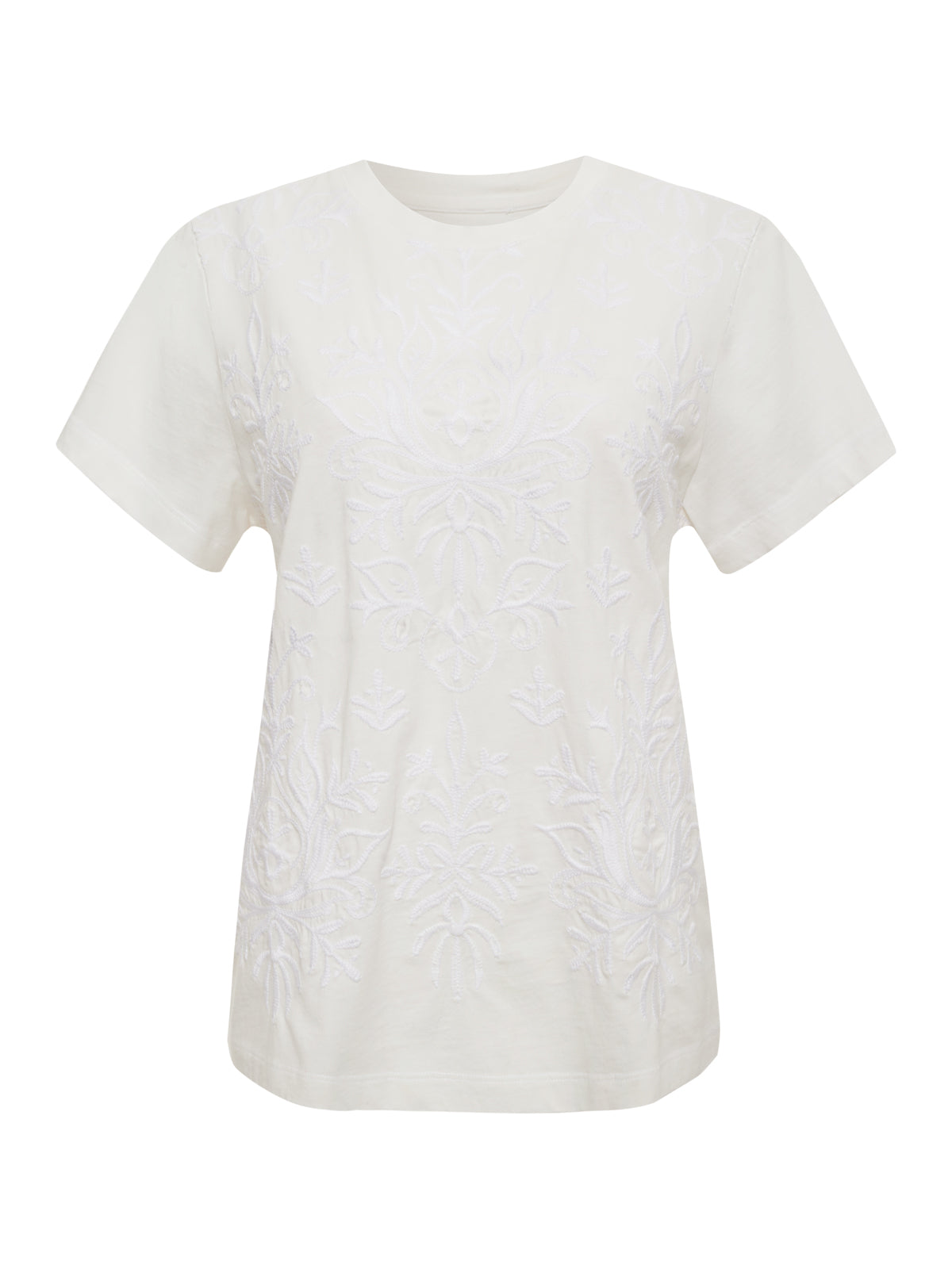 Embroidered Perfect White T-Shirt for Women - Soft Cotton Casual Tee for Everyday Wear & Outfits