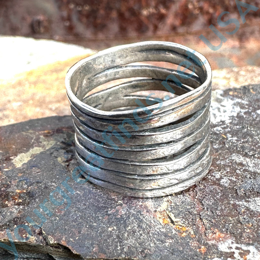 Sterling Silver Free Form Wide Band Ring - Size 6.75 (US) - Elegant Boho Jewelry for Women, Perfect for Everyday Wear, Gift Giving & Special Occasions