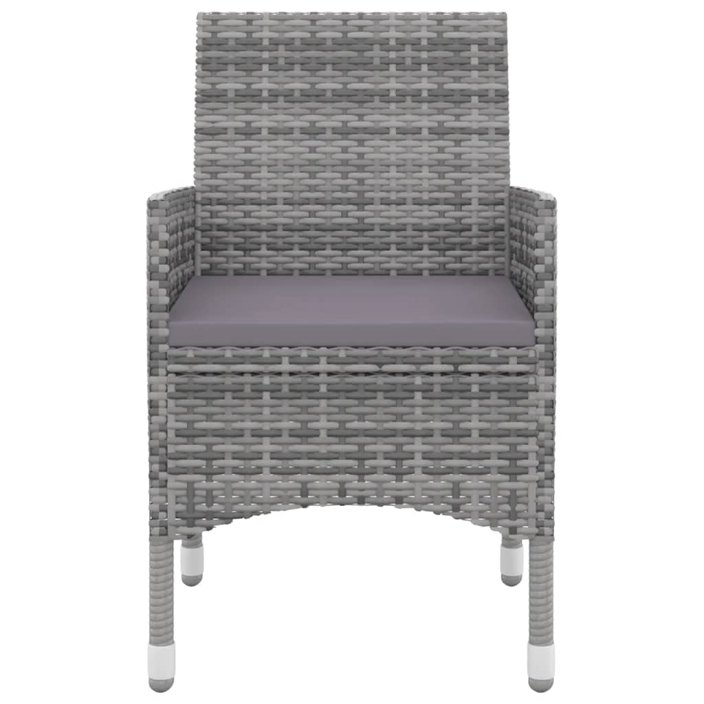 vidaXL 3-Piece Outdoor Patio Dining Set - Weather-Resistant Poly Rattan Furniture with Glass Table & Cushions - Perfect for Garden, Backyard, Poolside or Balcony Dining