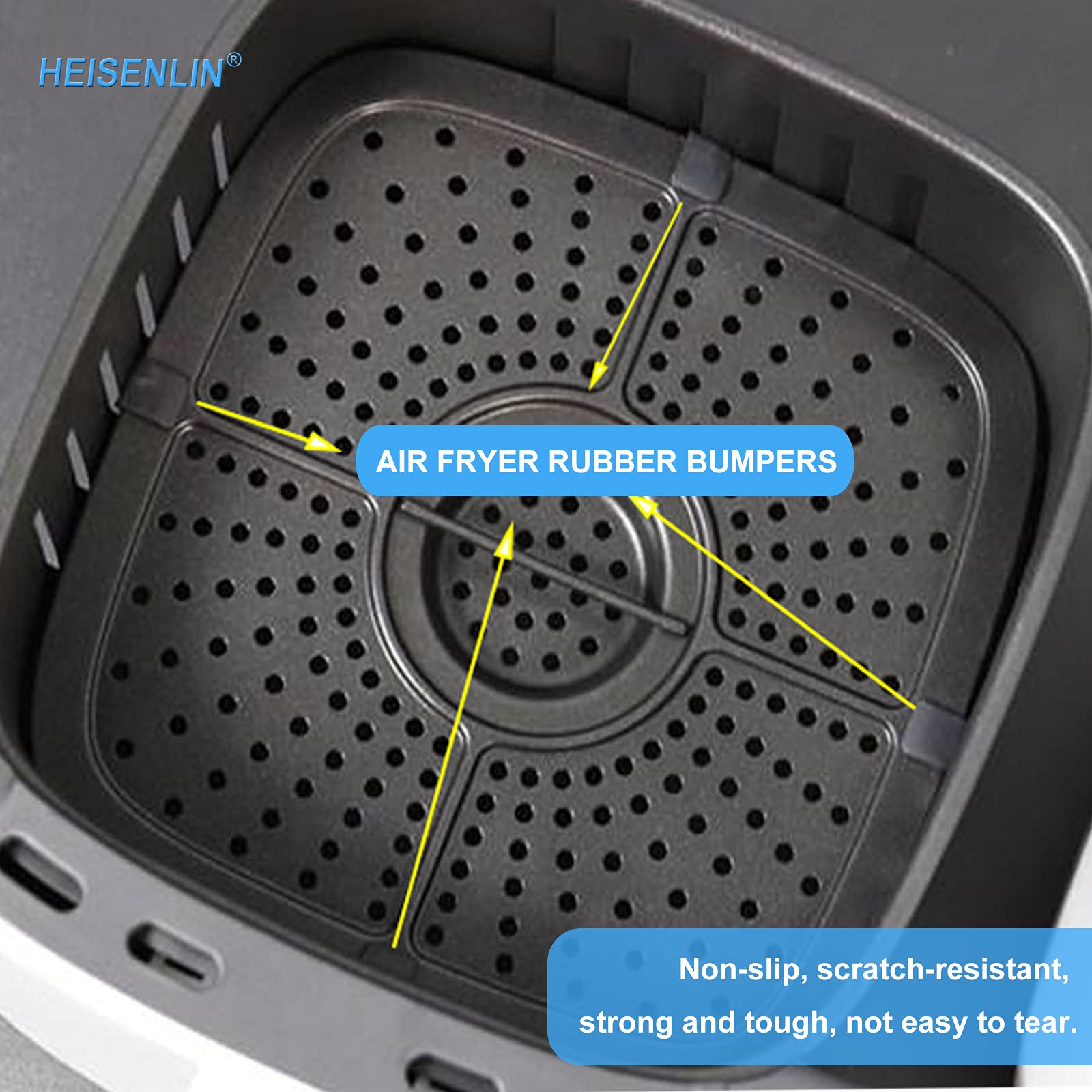 4PCS Premium Air Fryer Rubber Bumpers - Non-Slip Silicone Feet & Anti-Scratch Protective Covers for Chefman, Gowise, PowerXL Air Fryer Grill Pans - Perfect for Kitchen Safety & Surface Protection