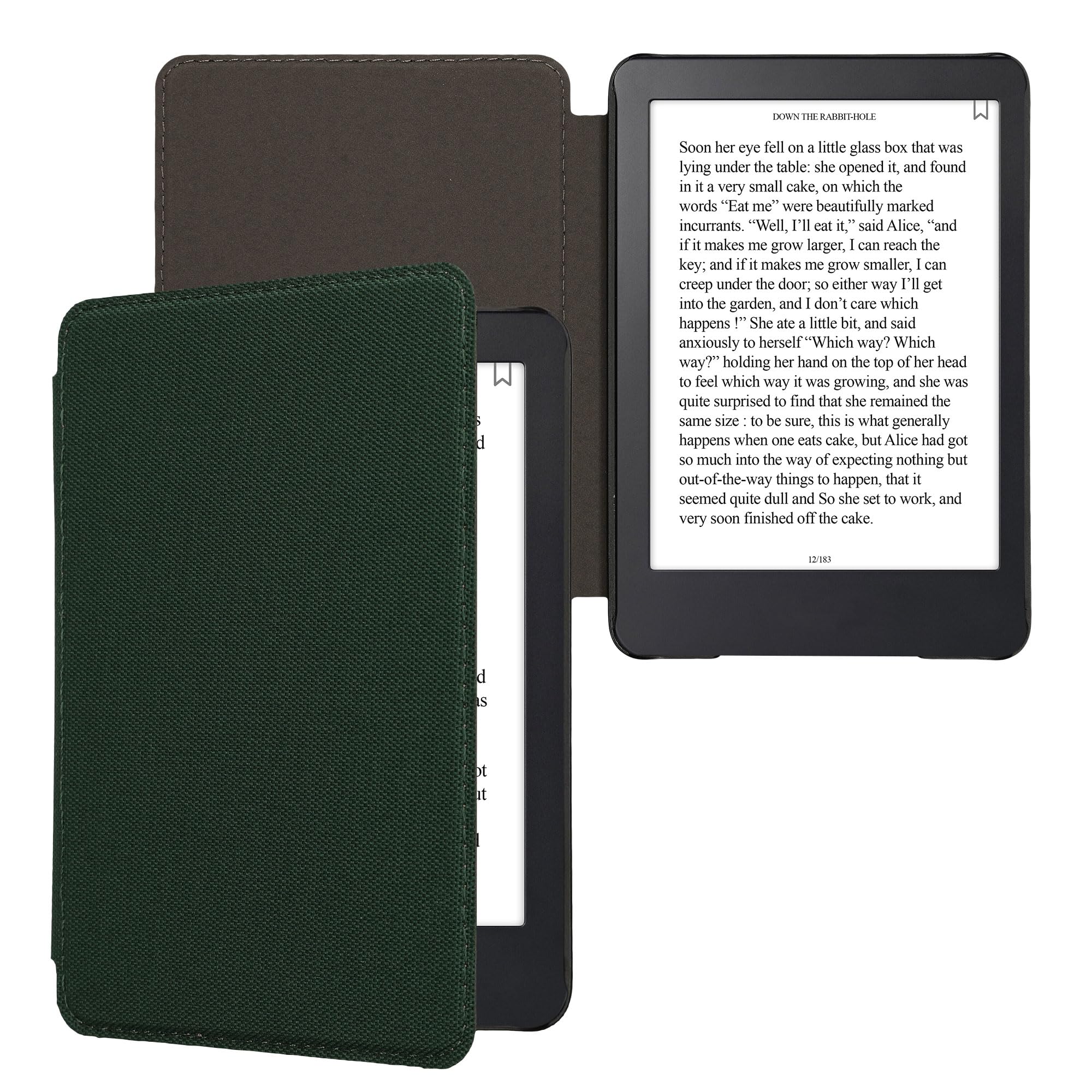 kwmobile Nylon Protective Case for Amazon Kindle (2022/2024) - Lightweight e-Reader Cover with Book Style Folio Design in Petrol Blue - Perfect for Reading, Traveling and Daily Commute