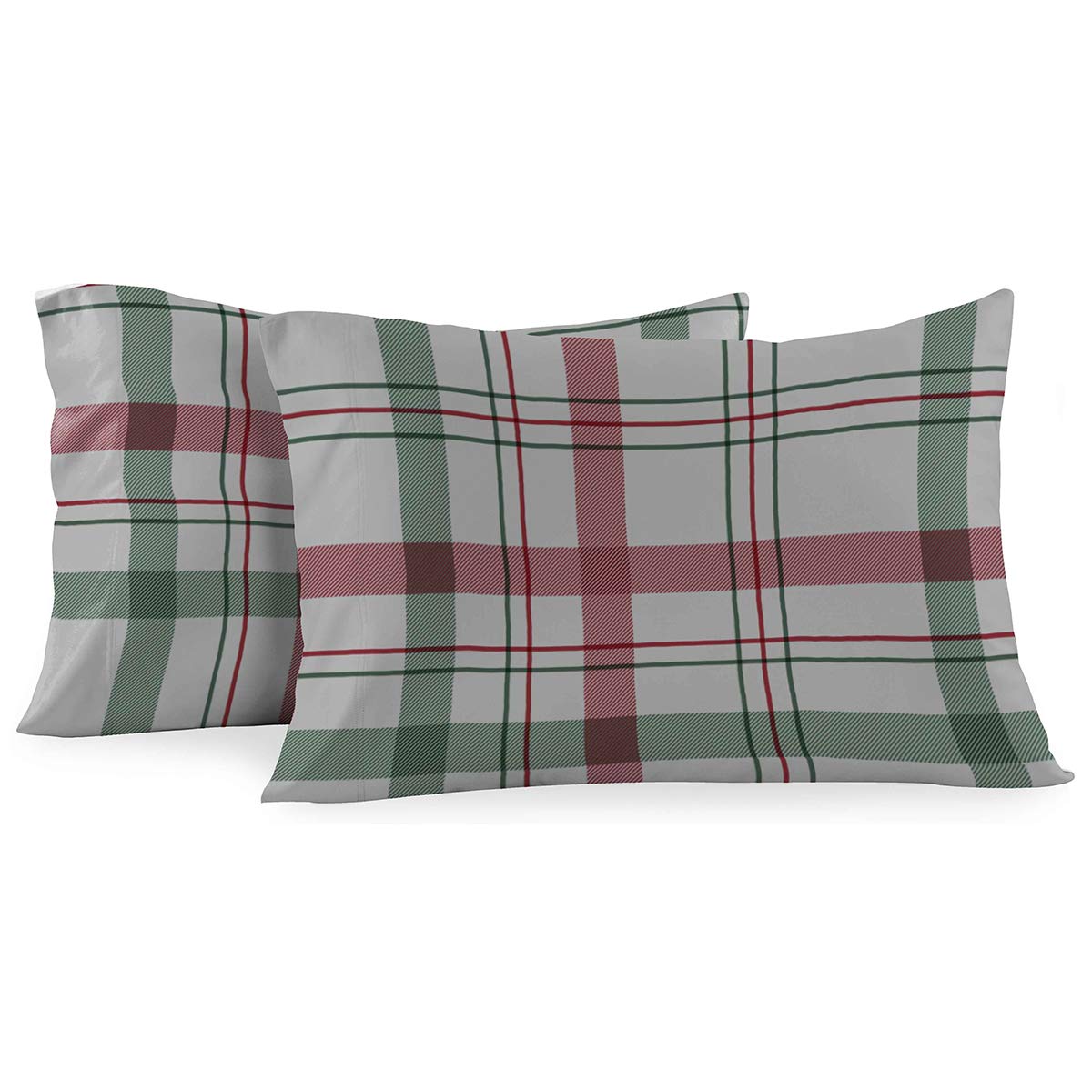 Royal Tradition Heavyweight Flannel 100% Cotton Standard Pillowcases Set of 2 - Soft Plaid Print Pillow Covers for Bedroom Decor, Cozy Home Essentials (Dessines Pattern) - Perfect for Winter Nights & Guest Rooms