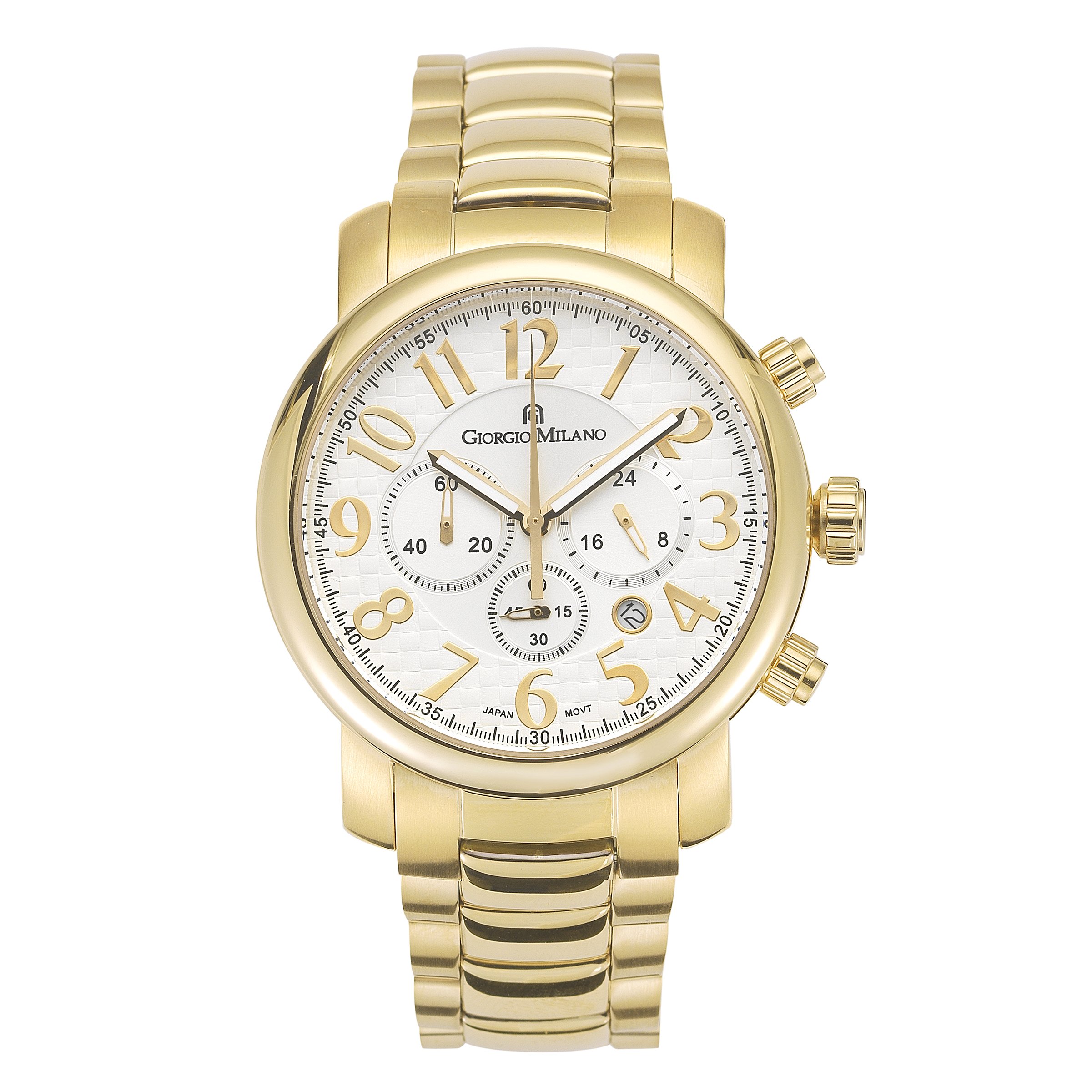 Giorgio Milano Luxury Women's Watch - 'Giovanna' Chronograph 44mm Case, Japanese Quartz Movement, Stainless Steel Band, AM/PM Dial - Perfect for Business, Parties & Special Occasions