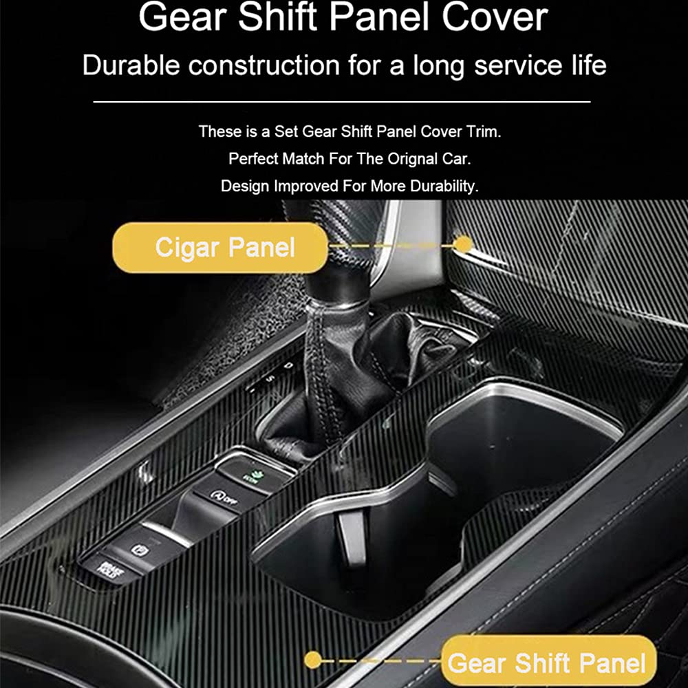 2PCS ABS Carbon Fiber Gear Shift Panel Cover & Cup Holder Trim - Red Interior Accessories for 2018-2022 Honda Accord Sedan (Excluding Hybrid Models) - Upgrade Your Car's Style & Protection