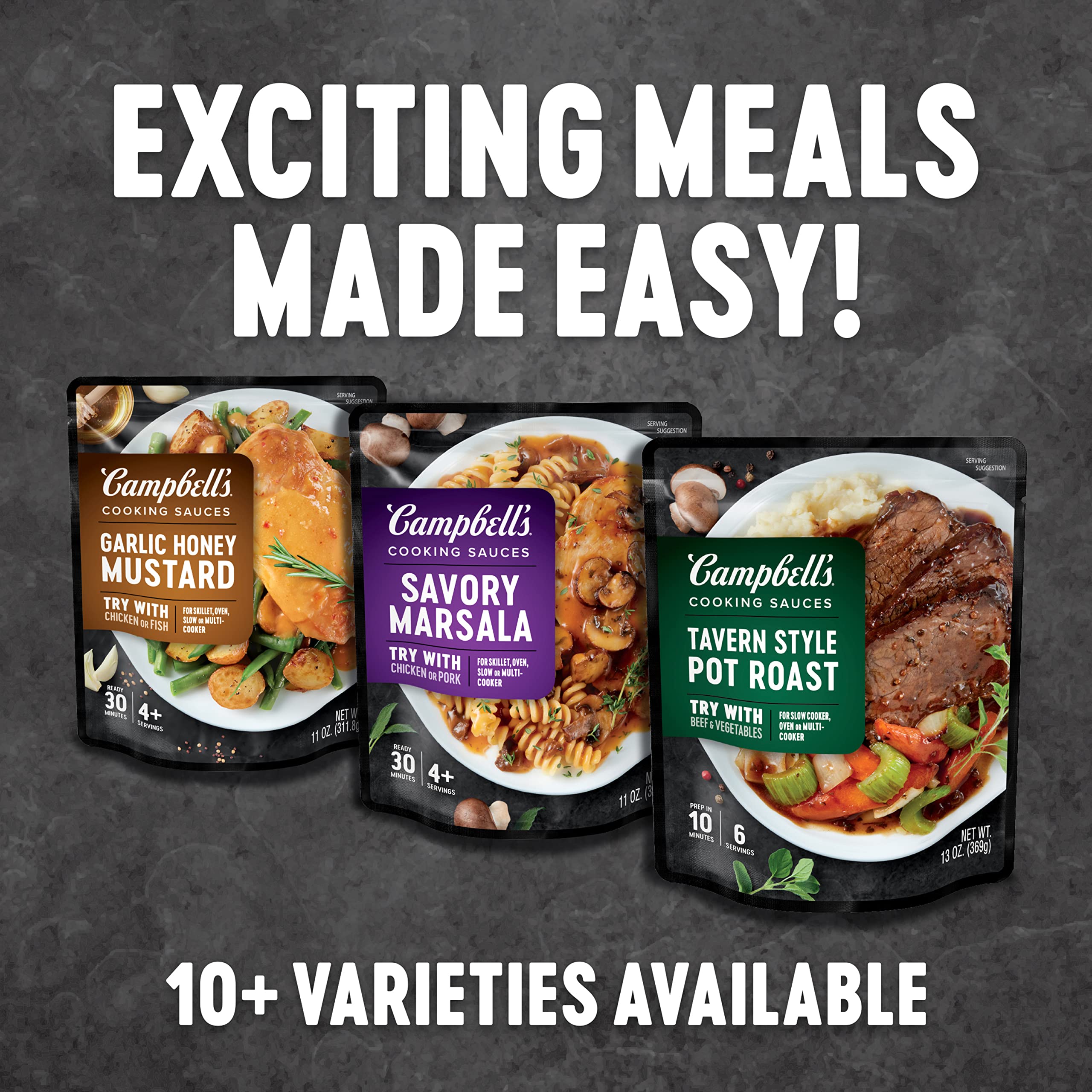 Campbell's Oven Sauces Classic Roasted Chicken - 12 Oz (Pack of 6) | Easy Homemade Chicken Dinner & Meal Prep | Perfect for Family Dinners, Potlucks & Weeknight Meals