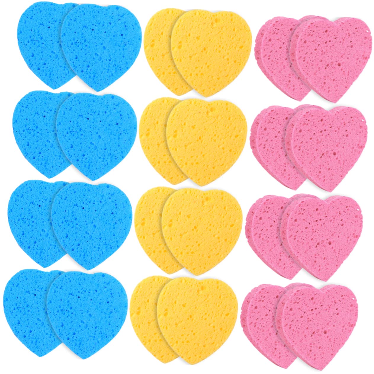 STAHAD 45pcs Compressed Facial Sponges for Makeup & Skincare - Disposable Wood Pulp Cotton Face Wash Sponges, Heart-Shaped Cleaning Sponges (Great for Travel, Daily Cleansing & Makeup Removal)