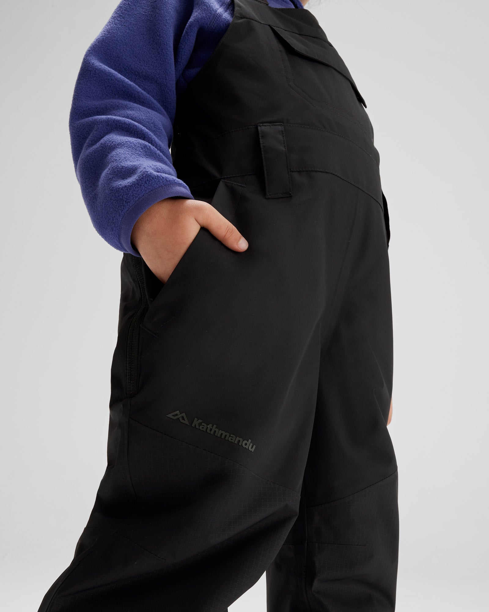 Kids' PWDR Days 2L Insulated Snow Bib Pants - Waterproof Winter Overalls for Boys & Girls - Black Stingray Design - Perfect for Skiing, Snowboarding & Outdoor Winter Play