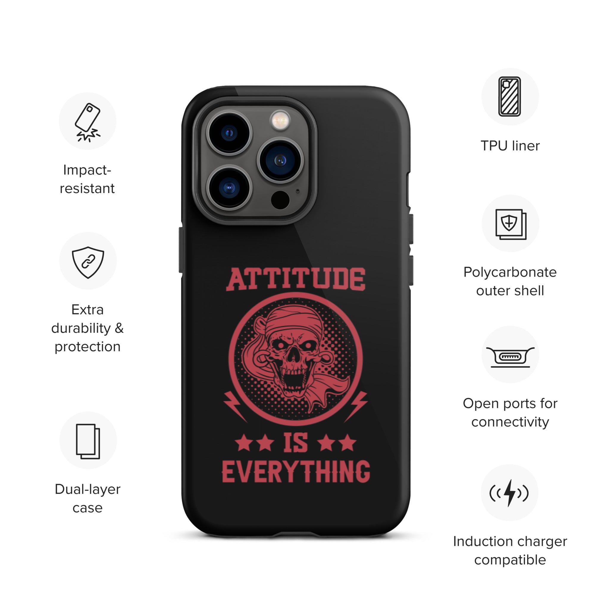 Attitude Is Everything - Durable & Shockproof iPhone Case for Protection - Perfect for Outdoor, Travel & Daily Use