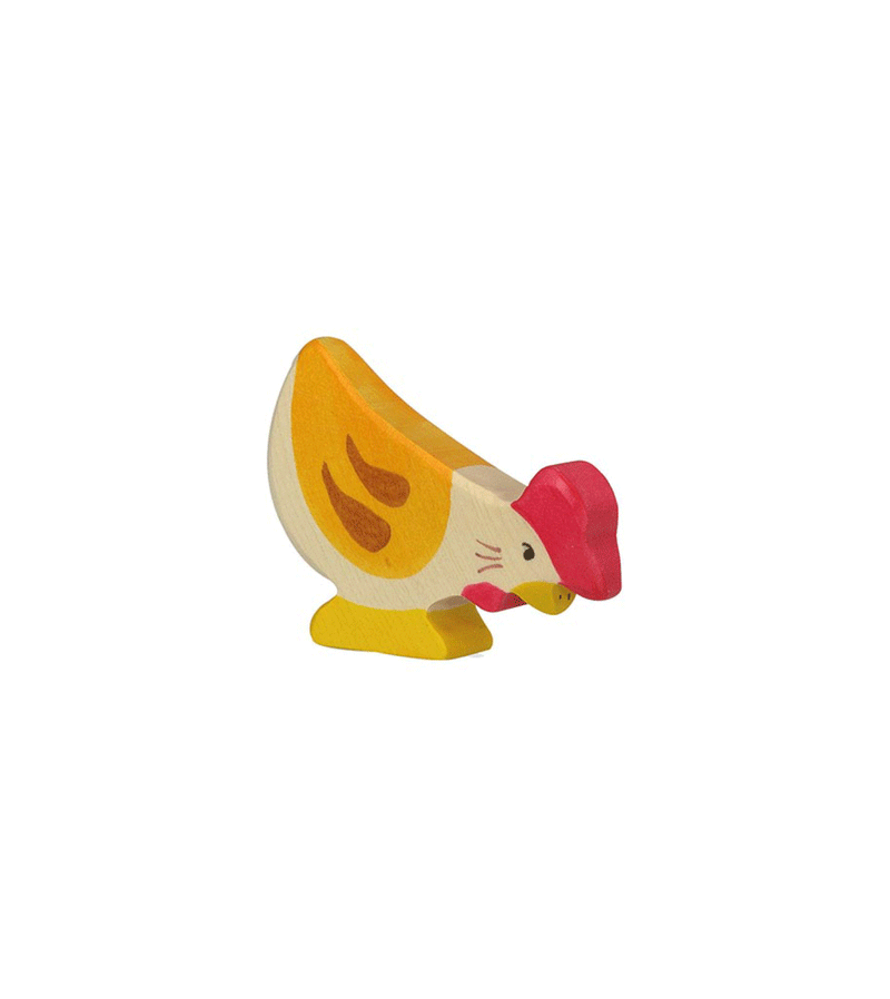 Holztiger Wooden Pecking Hen Toy - Handcrafted Wooden Animal Figure for Kids, Montessori Learning & Waldorf Play - Perfect for Imaginative Play, Storytelling & Nursery Decor