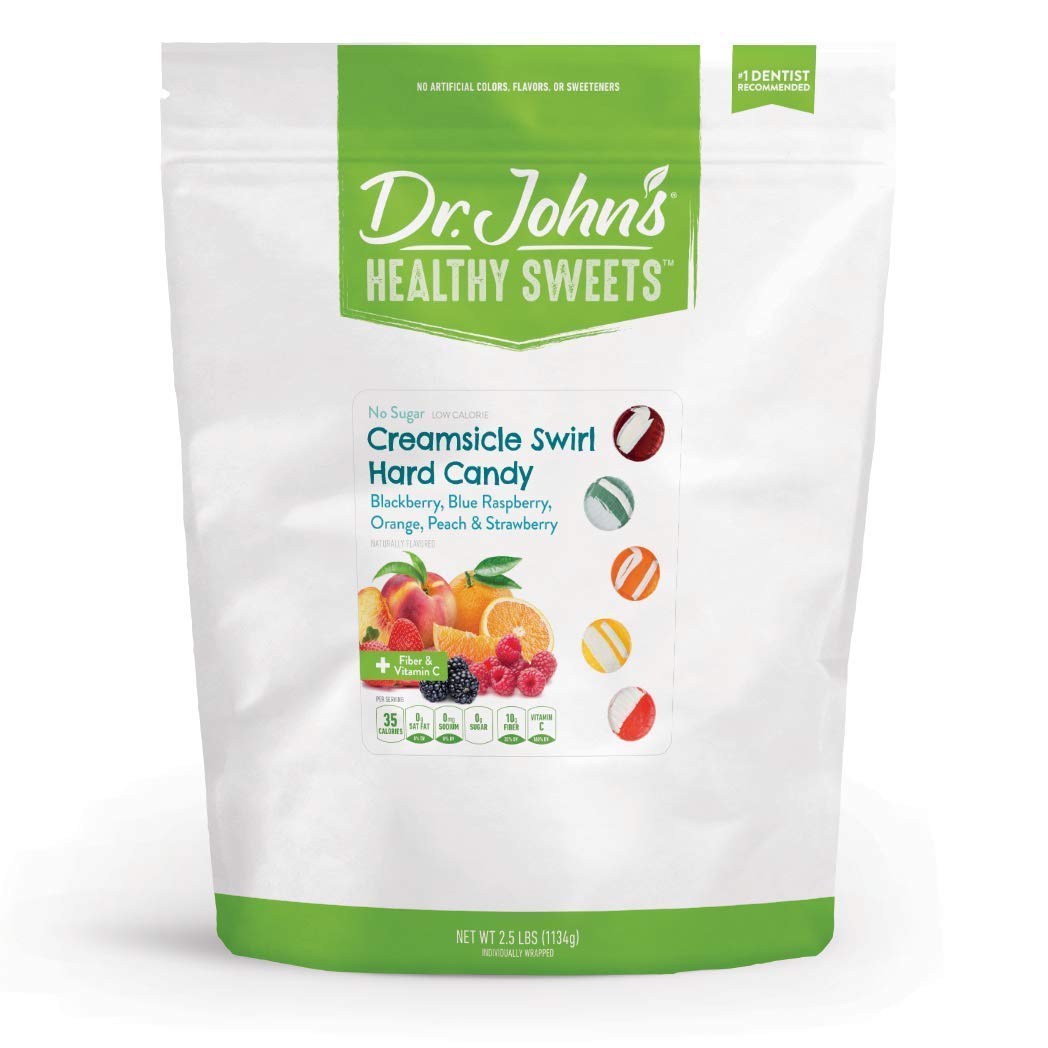 Dr. John's Sugar Free Hard Candy - Zero Sugar, Low Calorie, Keto & Vegan Friendly, Gluten Free Creamsicle Swirl (252 Count, 2.5 LB) - Perfect for Diabetics, Weight Loss & Healthy Snacking at Work or Home