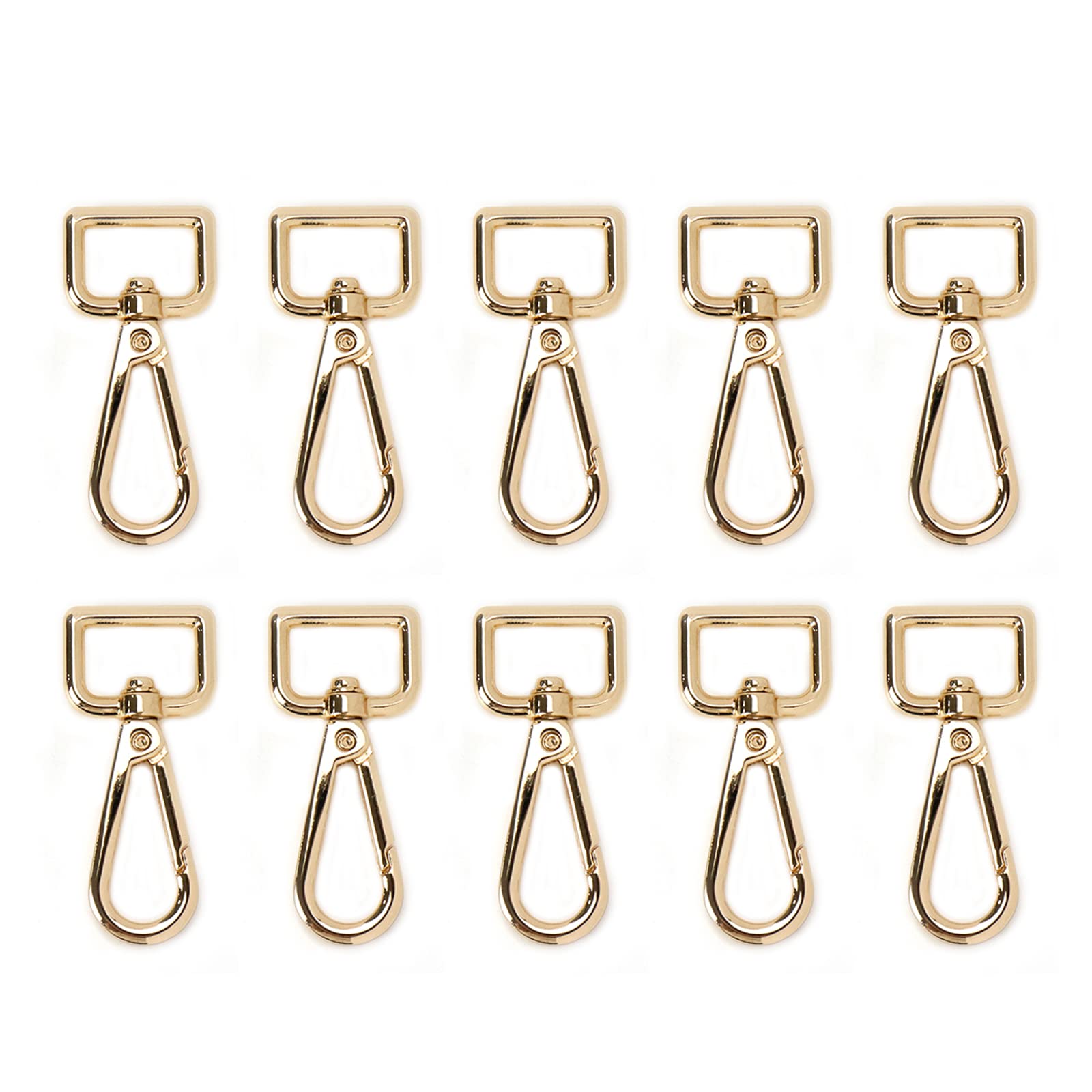 Premium 10Pcs Metal D Ring Lobster Claw Clasps - 360° Swivel for DIY Lanyards & Jewelry (Gold, 3/4