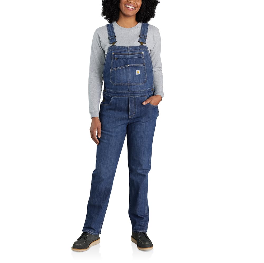 Carhartt Women's Rugged Flex Relaxed Fit Denim Bib Overalls - Durable Workwear for Farming, Construction & Outdoor Activities