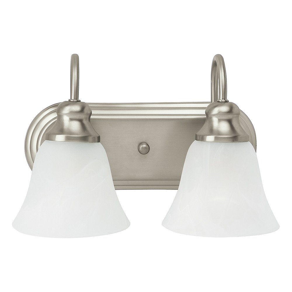 Sea Gull Lighting 44940-962 Windgate 2-Light Wall Sconce Bathroom Vanity Light Fixture in White - Perfect for Bathroom, Bedroom, and Hallway Lighting