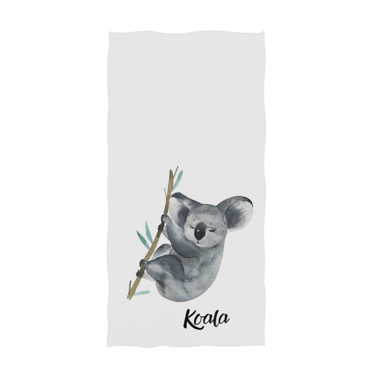 Cute Australian Koala on Tree Print Soft Absorbent Guest Hand Towels - 16x30 Inches Multipurpose Bathroom, Hotel, Gym & Spa Towels - Perfect for Guest Bathrooms, Luxury Hotels & Spa Relaxation (White)