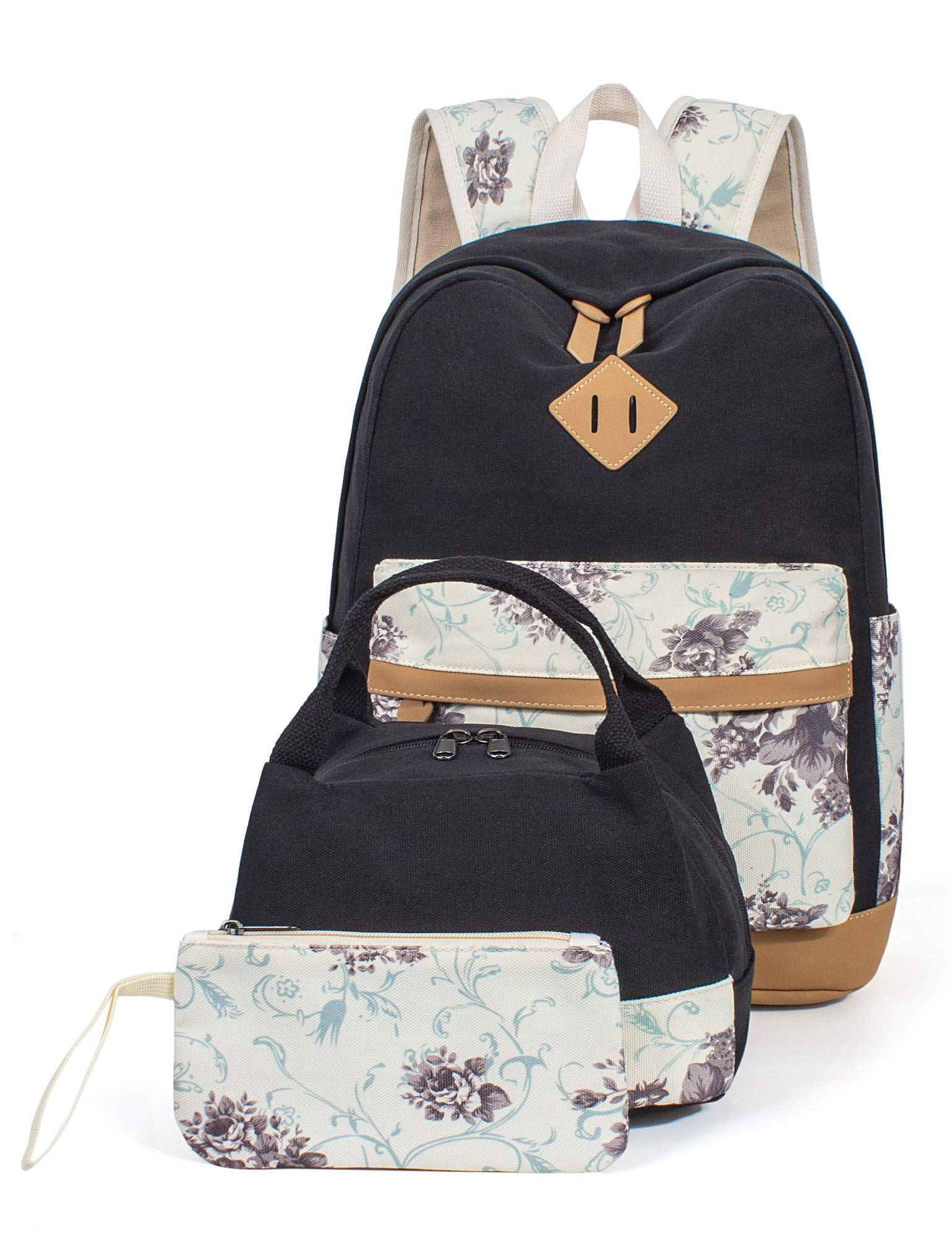 Leaper Cute 3-in-1 Canvas Backpack - Laptop Bag, Daypack & Lunch Purse for Women | School, Work, Travel & College Essentials