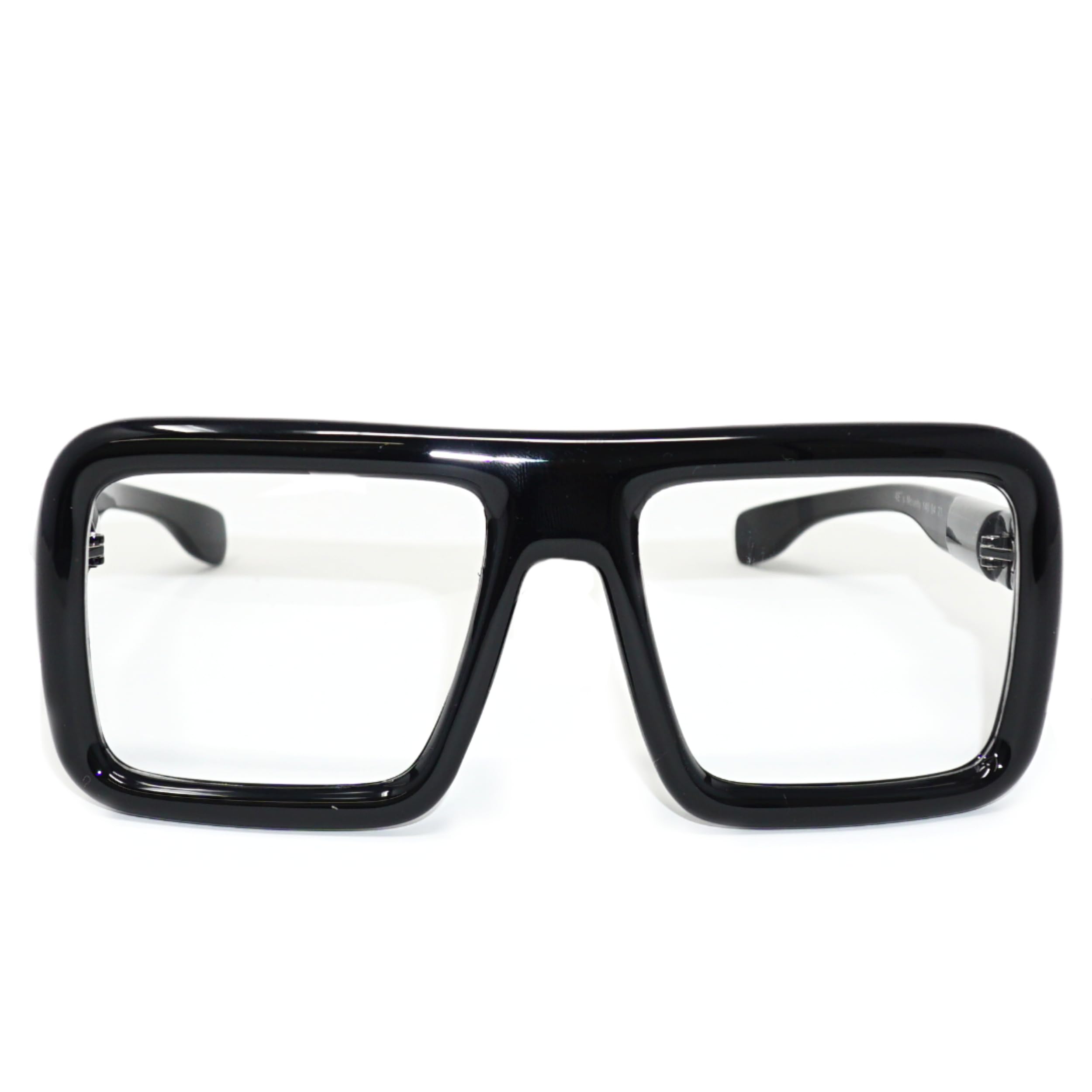4E's Novelty Black Oversized Thick Frame Clear Lens Non-Prescription Square Glasses - Fake Fashion Eyewear for Velma Costume, Halloween Nerd Accessories - Perfect for Cosplay, Costume Parties & Themed Events (Unisex for Men & Women)