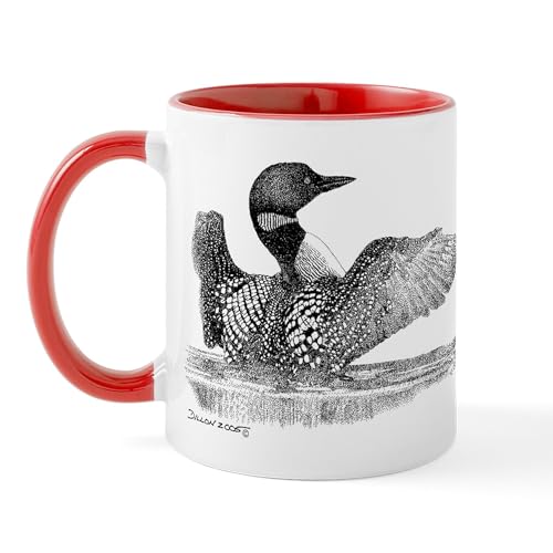White/Red Inside - Painted Loon Mug