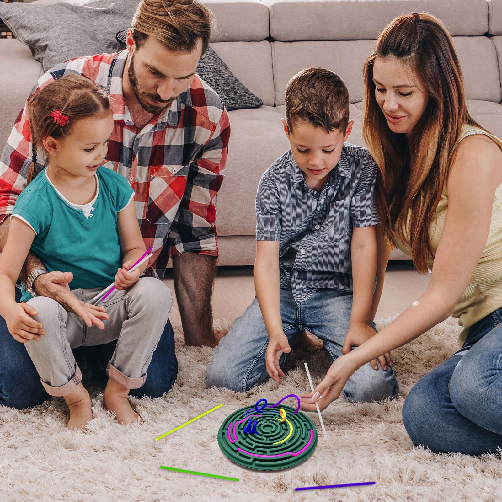 Sensory Fidget Board - Silicone Stress Relief Toy for Anxiety, ADHD & Autism - Calming Sensory Products for Kids 3+ & Adults - 12 Strings Fidget Pad (Green) - Perfect for Home, Office & Travel Relaxation