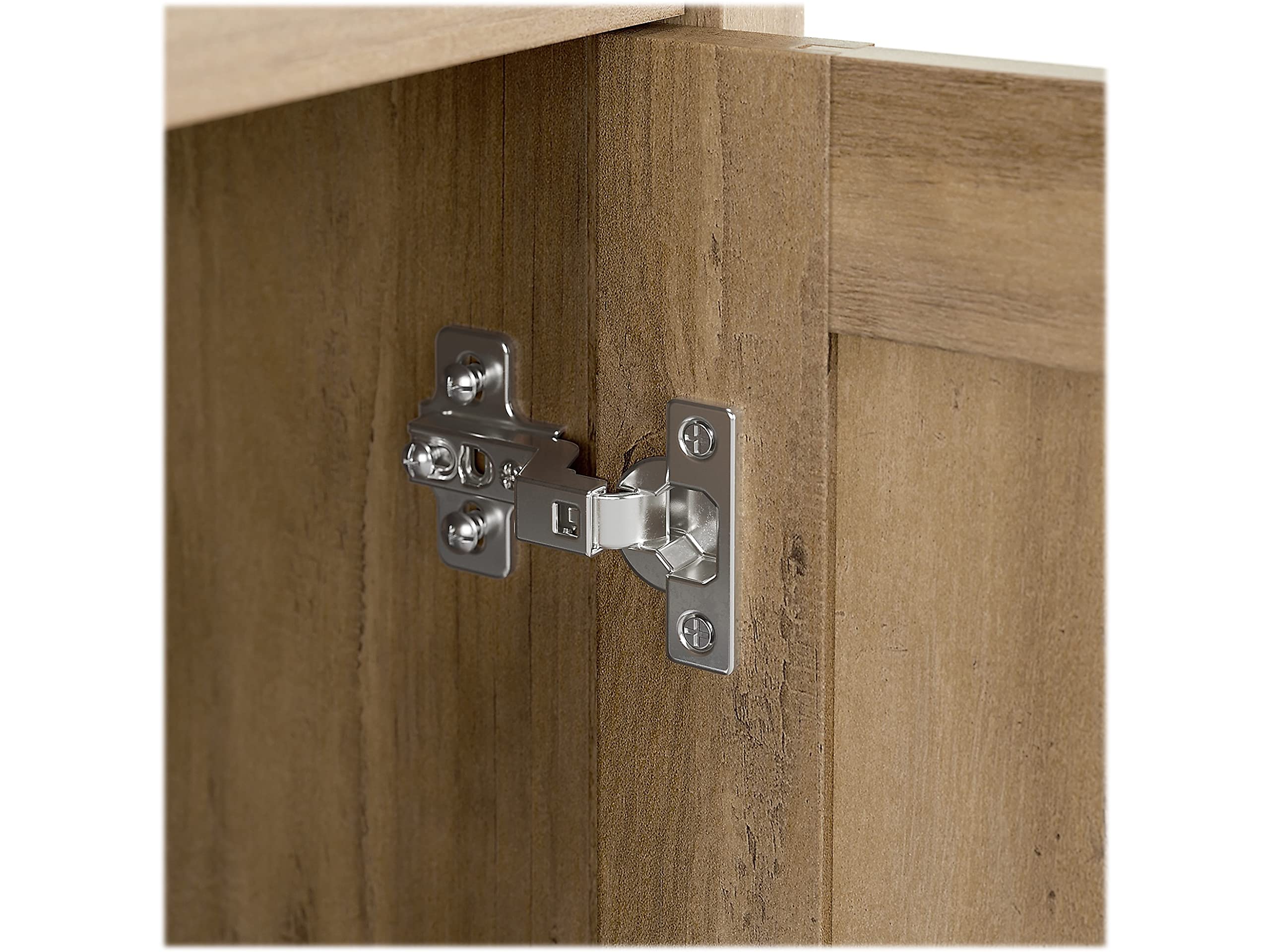 Bush Furniture Salinas L-Shaped Desk with Hutch - Reclaimed Pine Study Table with Drawers & Cabinets | Home Office Computer Work Desk with Storage | Perfect for Small Spaces, Remote Work & Gaming Setup