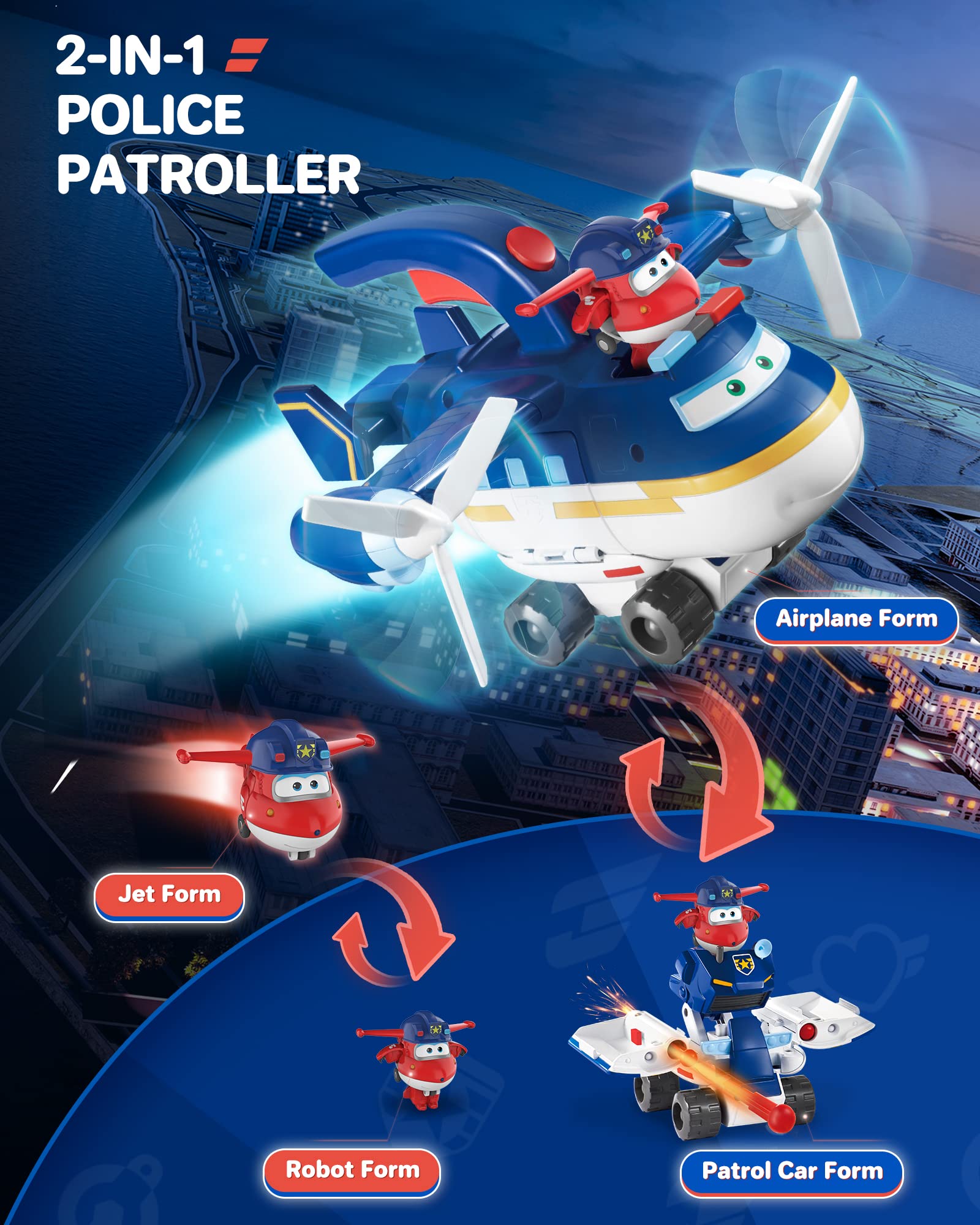 Super Wings Transforming Toy Airplane & Patrol Car - 2