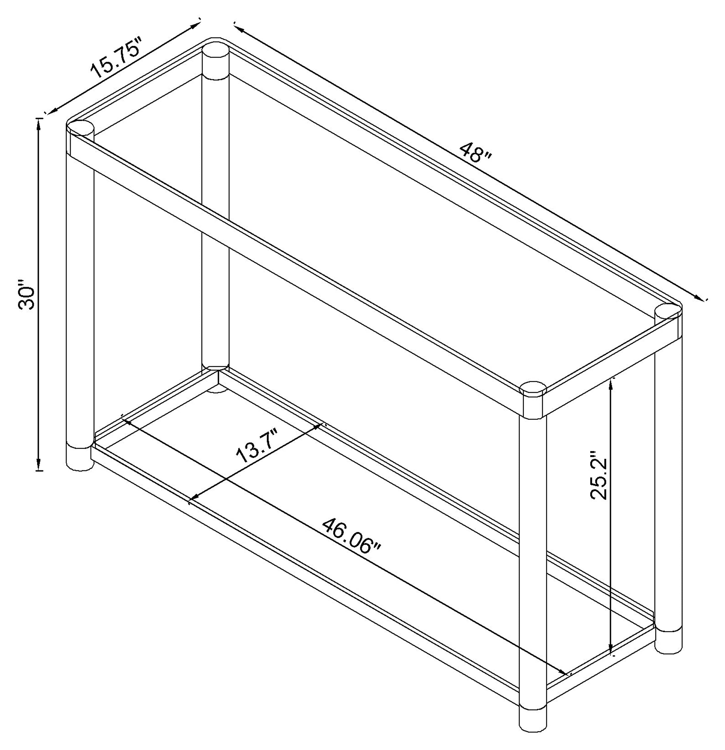 Anne Sofa Table with Lower Shelf - Chrome & Clear Glass End Table - Modern Living Room Furniture for Small Spaces | Perfect for Holding Lamps, Books & Decor