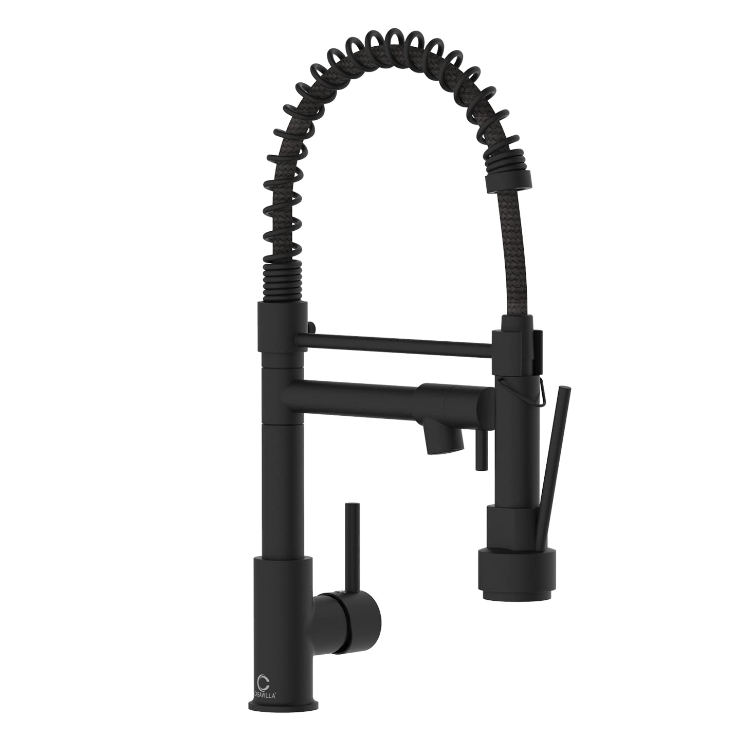 Black Kitchen Faucet with Pull Down Sprayer - Single Handle Stainless Steel Sink Faucet, Dual Function Spray Head for Modern & Farmhouse Kitchens | Perfect for Washing Dishes, Filling Pots & Cleaning Sinks (Model KF-B-8001)
