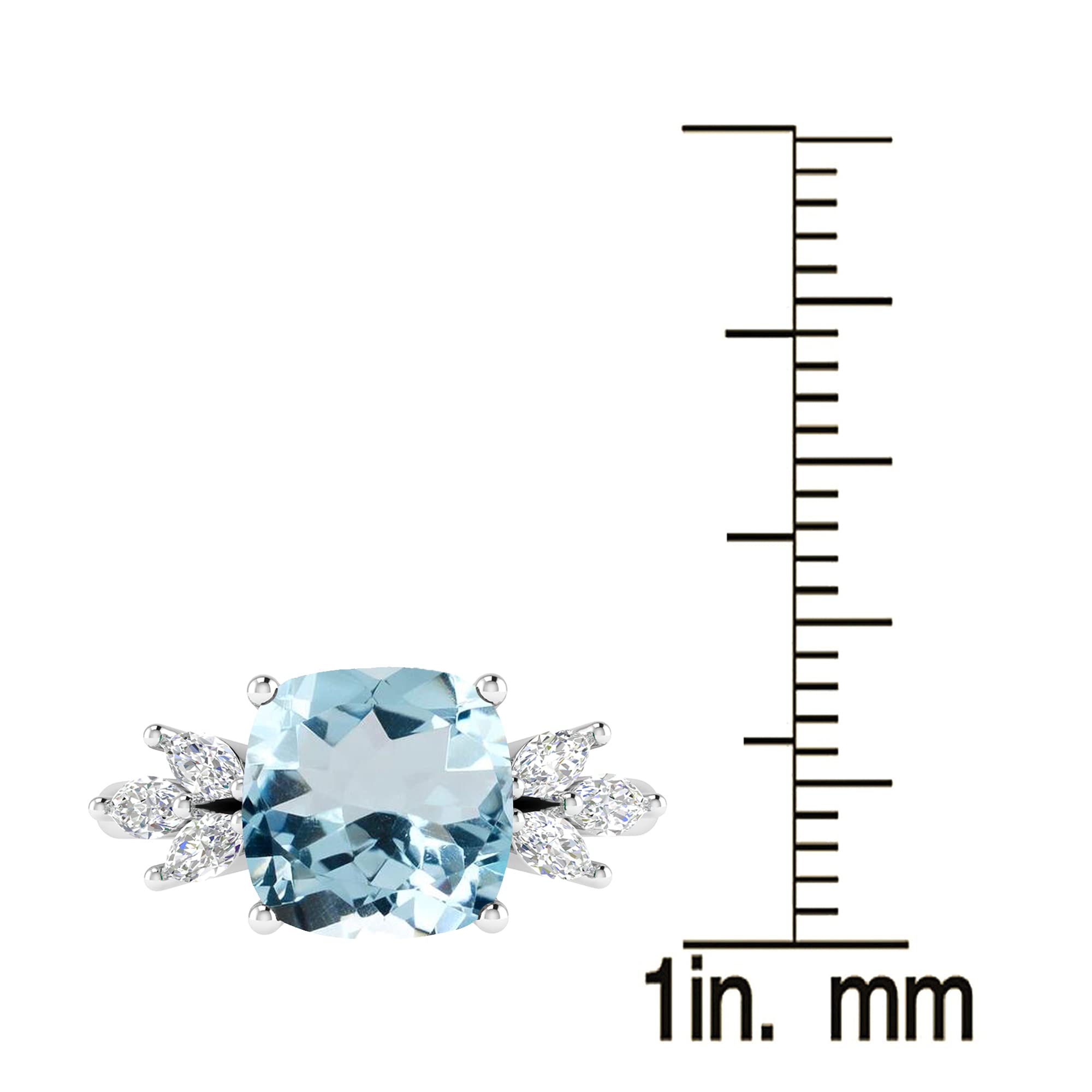 Natural Aquamarine & White Topaz Sterling Silver Seven Stone Ring – Elegant Jewelry for Women, Perfect for Weddings, Anniversaries & Special Occasions
