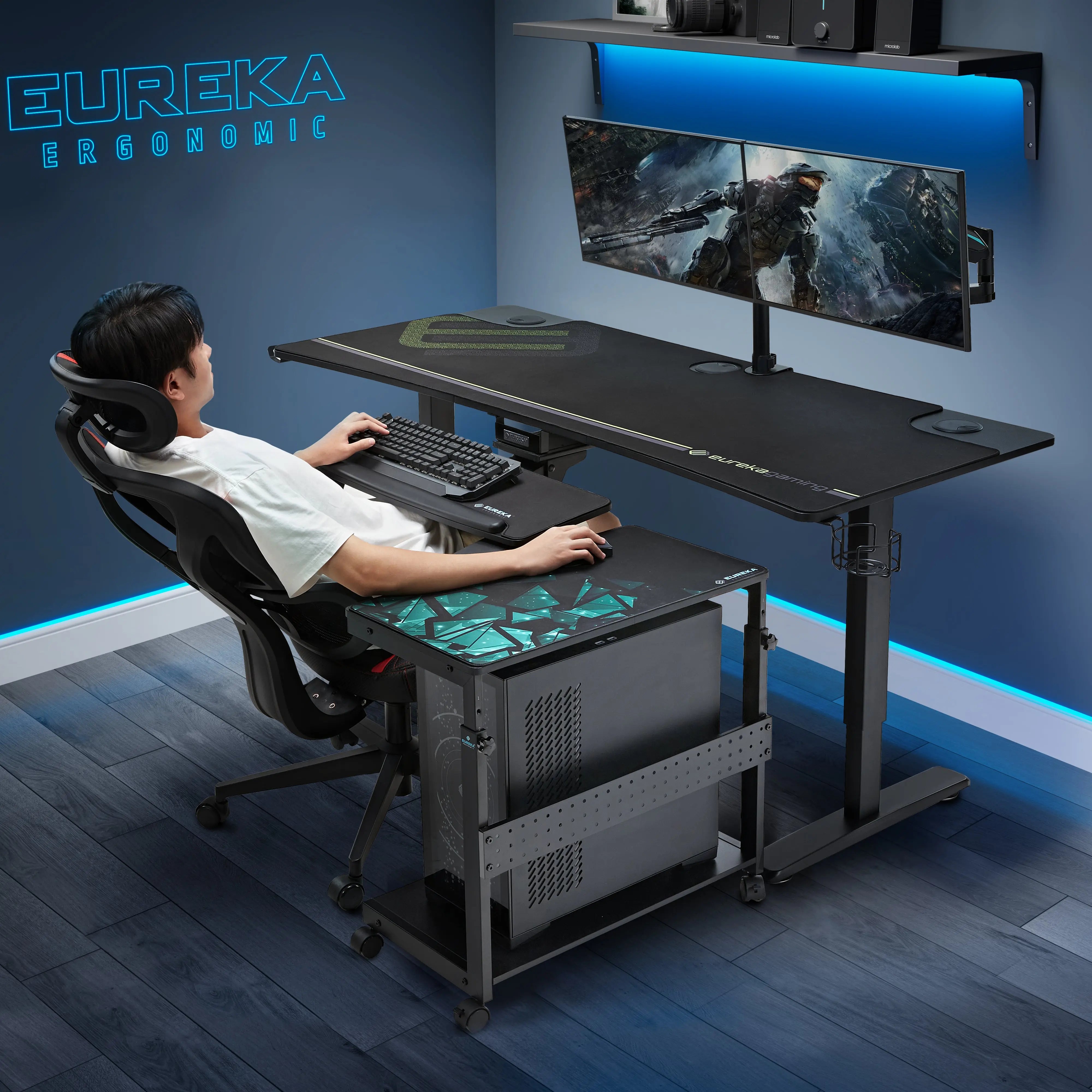 Adjustable Mobile CPU Cart Stand with Wheels - Ergonomic Computer Tower Holder for Office & Gaming PC Setup - Easy Rolling Storage Solution for Home & Workspace