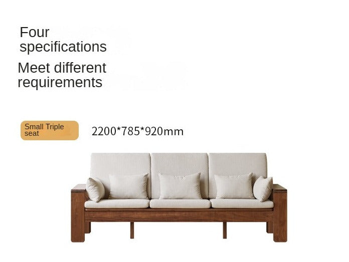 Premium Black Walnut Solid Wood Fabric Sofa - Modern Nordic Style 2-in-1 Convertible Sofa Bed for Living Room & Guest Room | Durable & Stylish Home Furniture