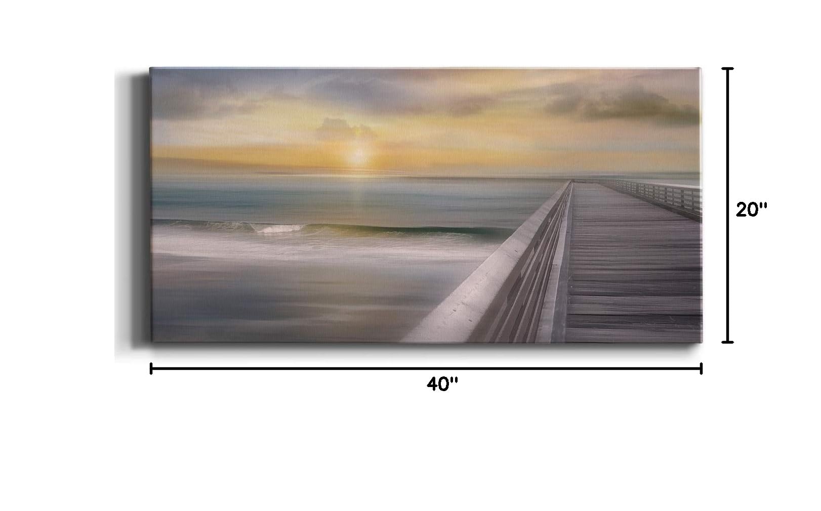 Modern Ocean Sunset Canvas Wall Art - Blue Beach Landscape Print for Living Room, Bedroom, Bathroom & Office Decor - 20