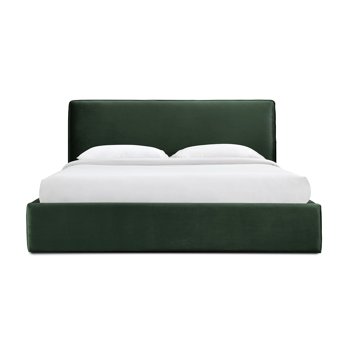 Luxury Dane Velvet King Size Bed Frame - Forest Green Upholstered Platform Bed with Wooden Slats | Perfect for Master Bedroom, Guest Room & Modern Home Decor